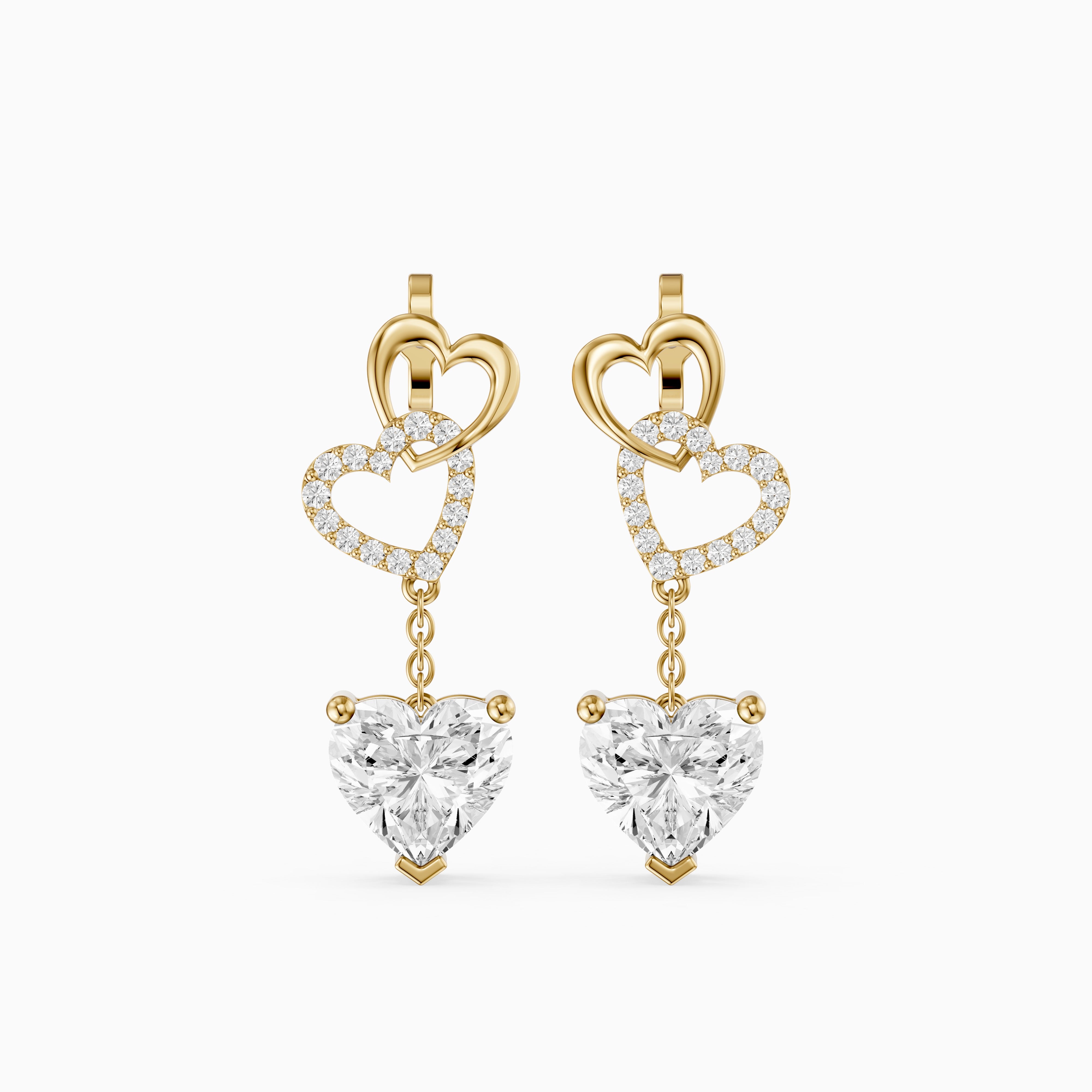 Luella Heart Shaped and Round Lab Grown Diamond Dangle Earrings