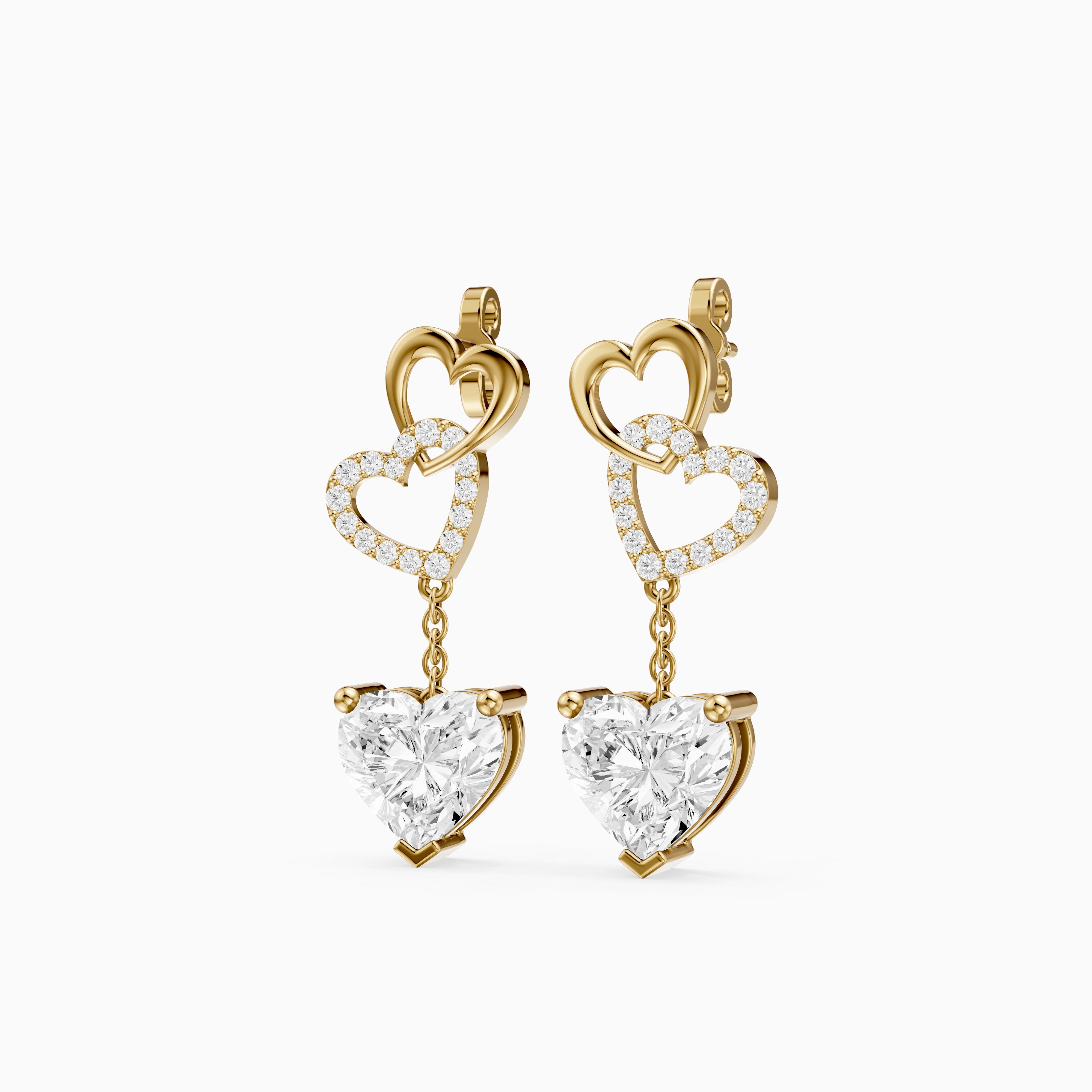 Luella Heart Shaped and Round Lab Grown Diamond Dangle Earrings