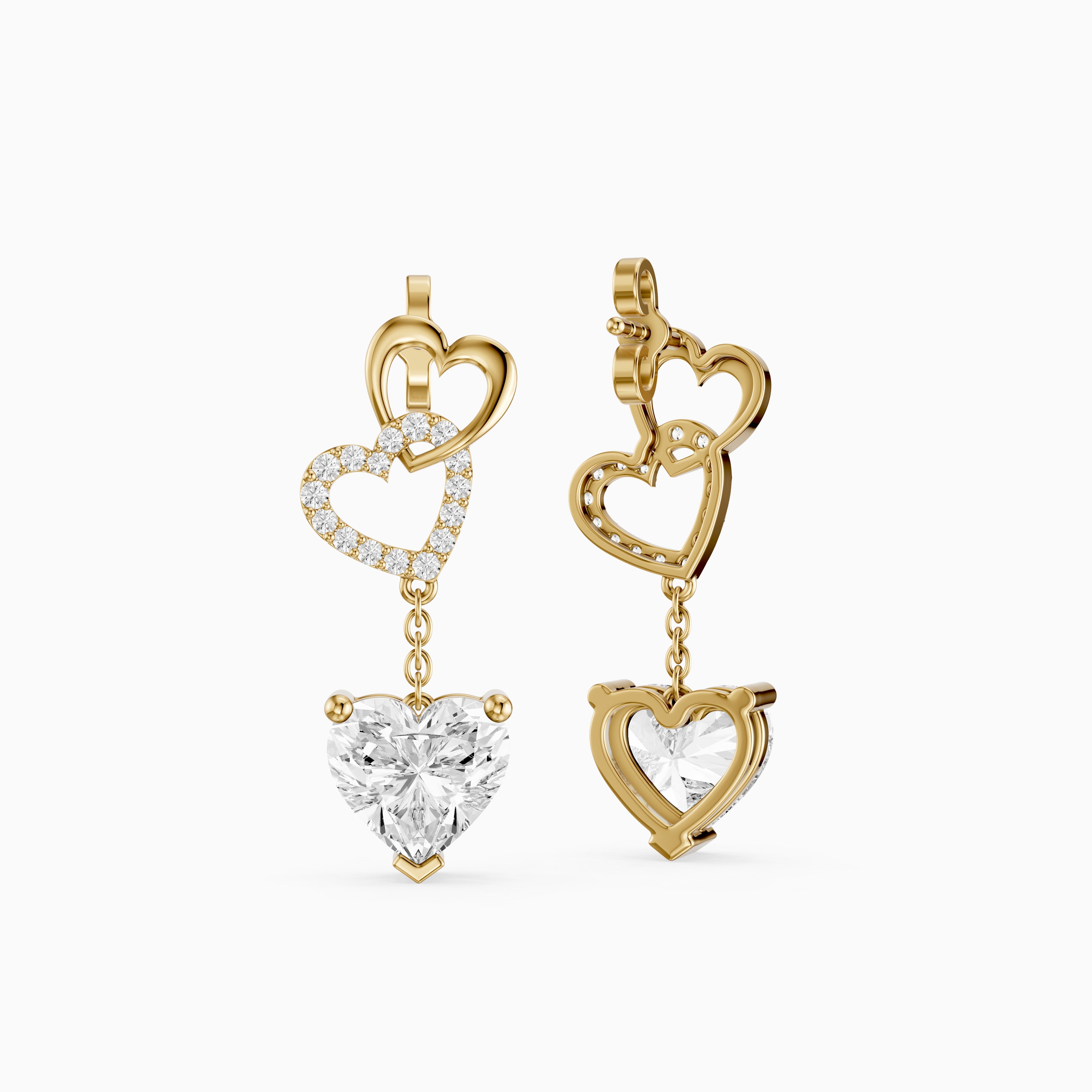 Luella Heart Shaped and Round Lab Grown Diamond Dangle Earrings