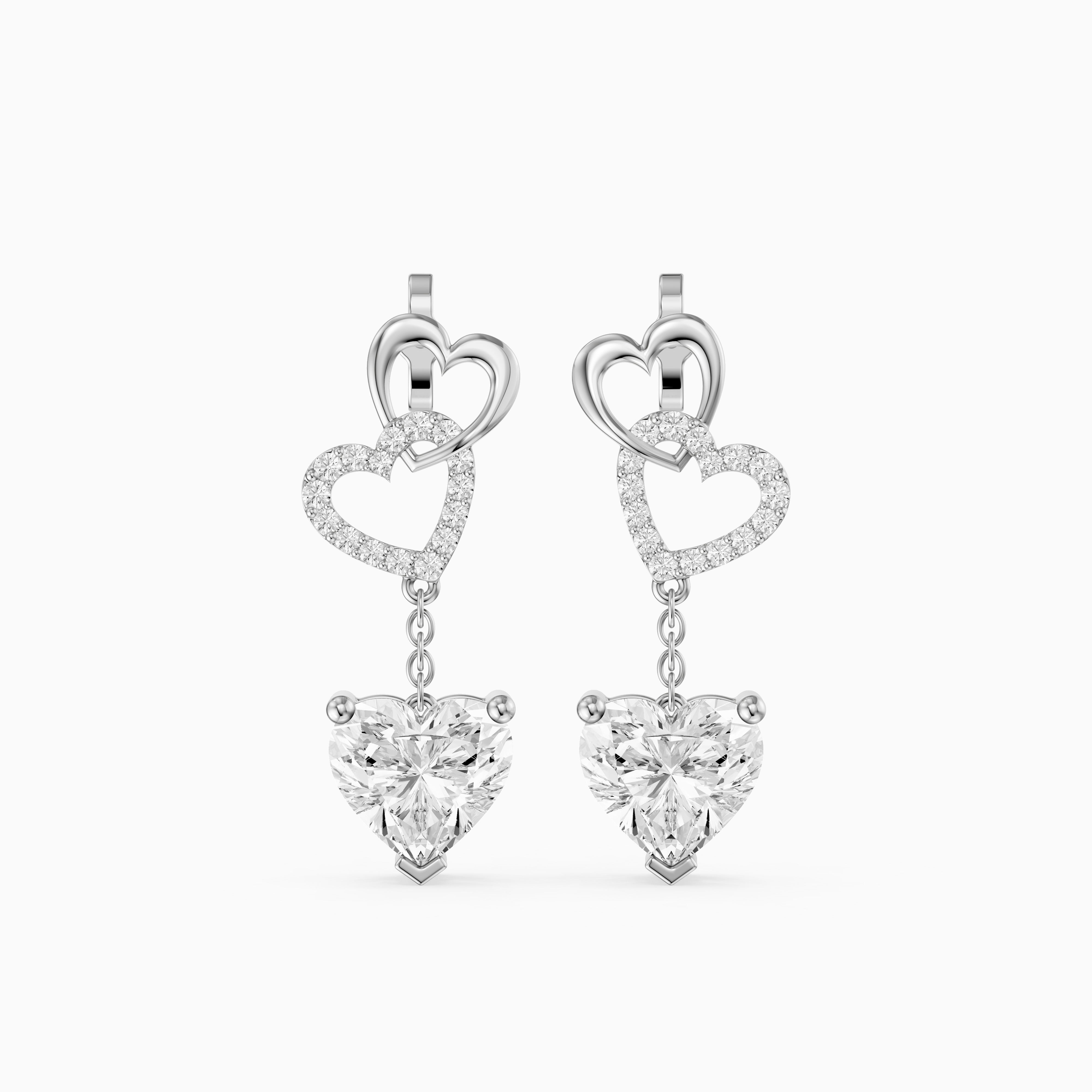 Luella Heart Shaped and Round Lab Grown Diamond Dangle Earrings