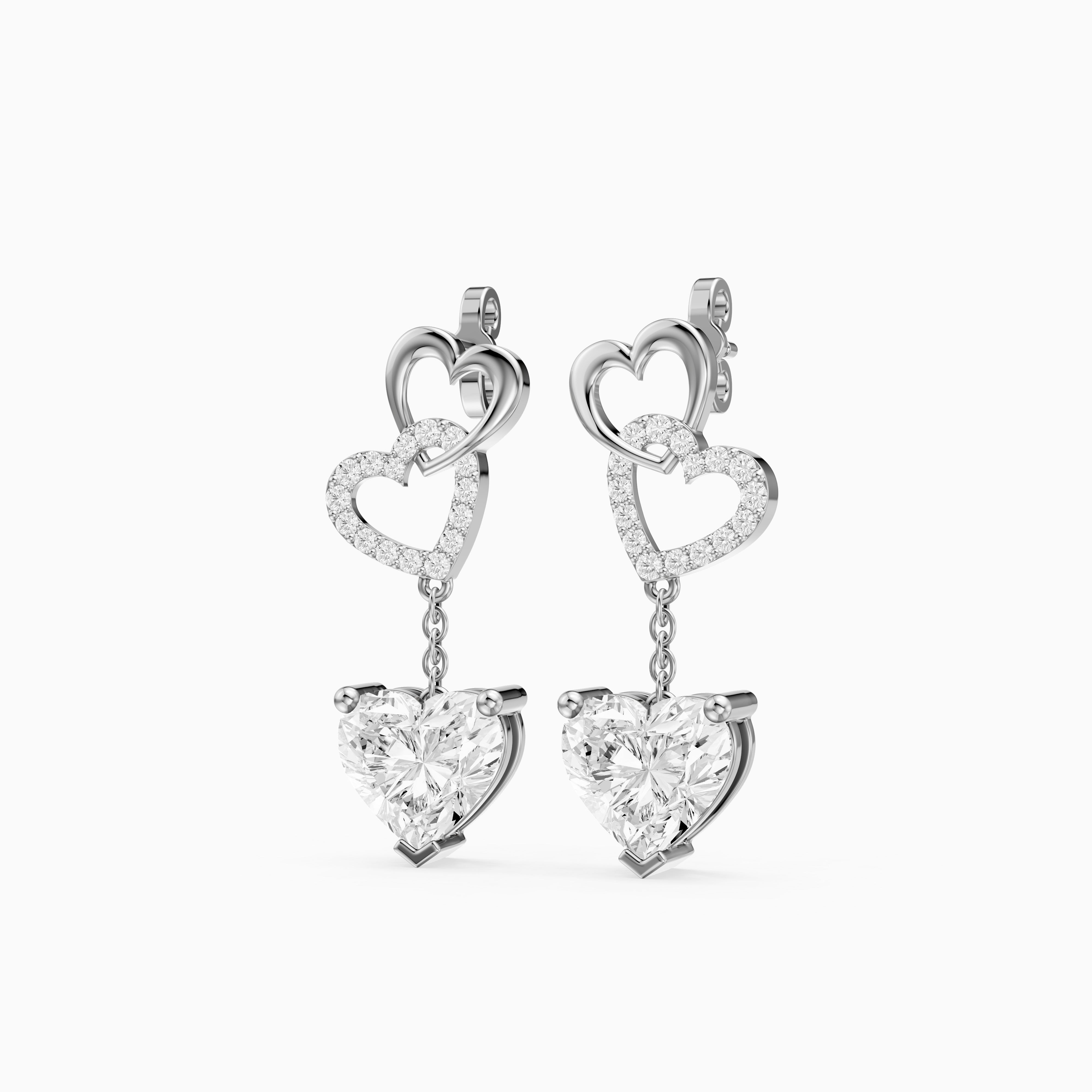 Luella Heart Shaped and Round Lab Grown Diamond Dangle Earrings