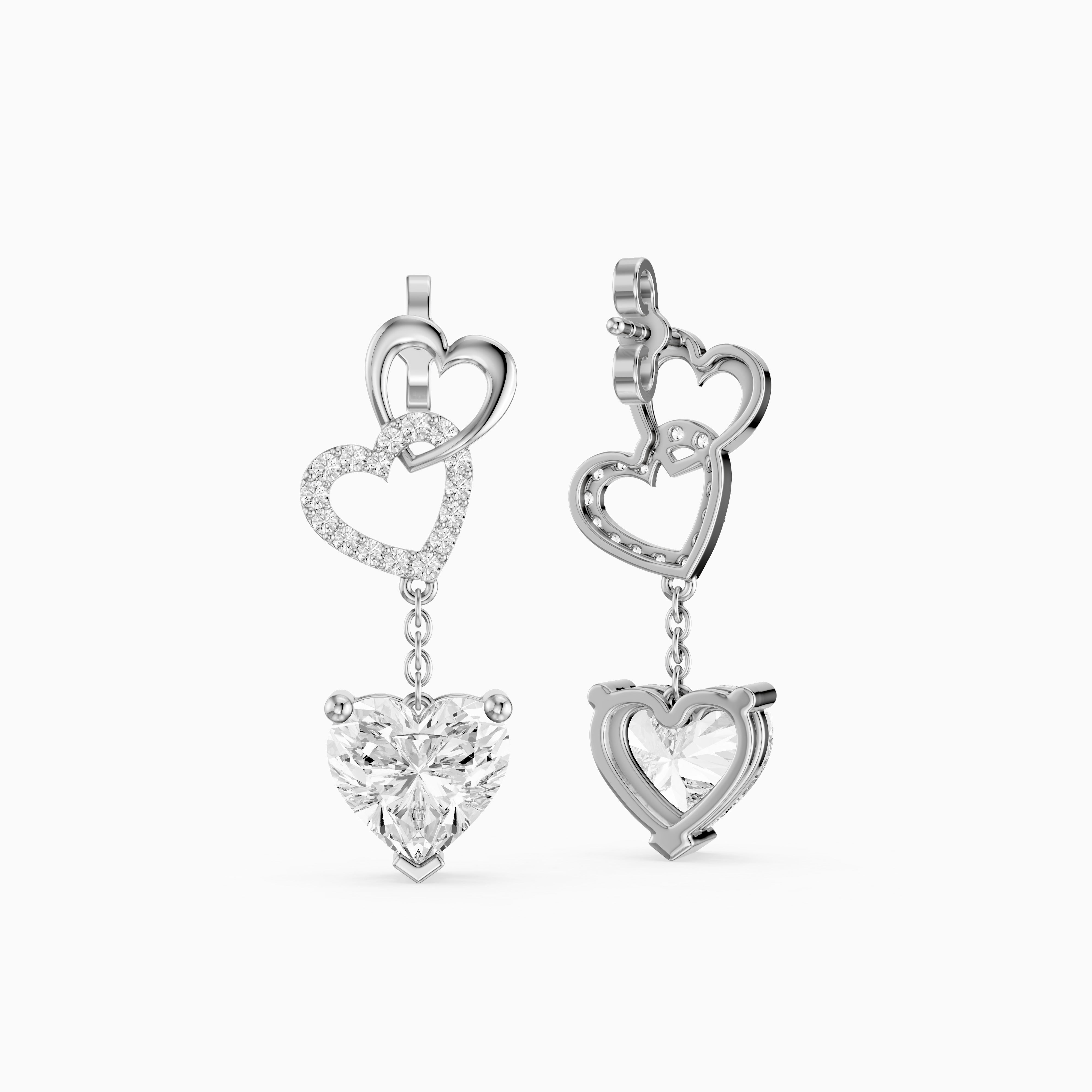 Luella Heart Shaped and Round Lab Grown Diamond Dangle Earrings