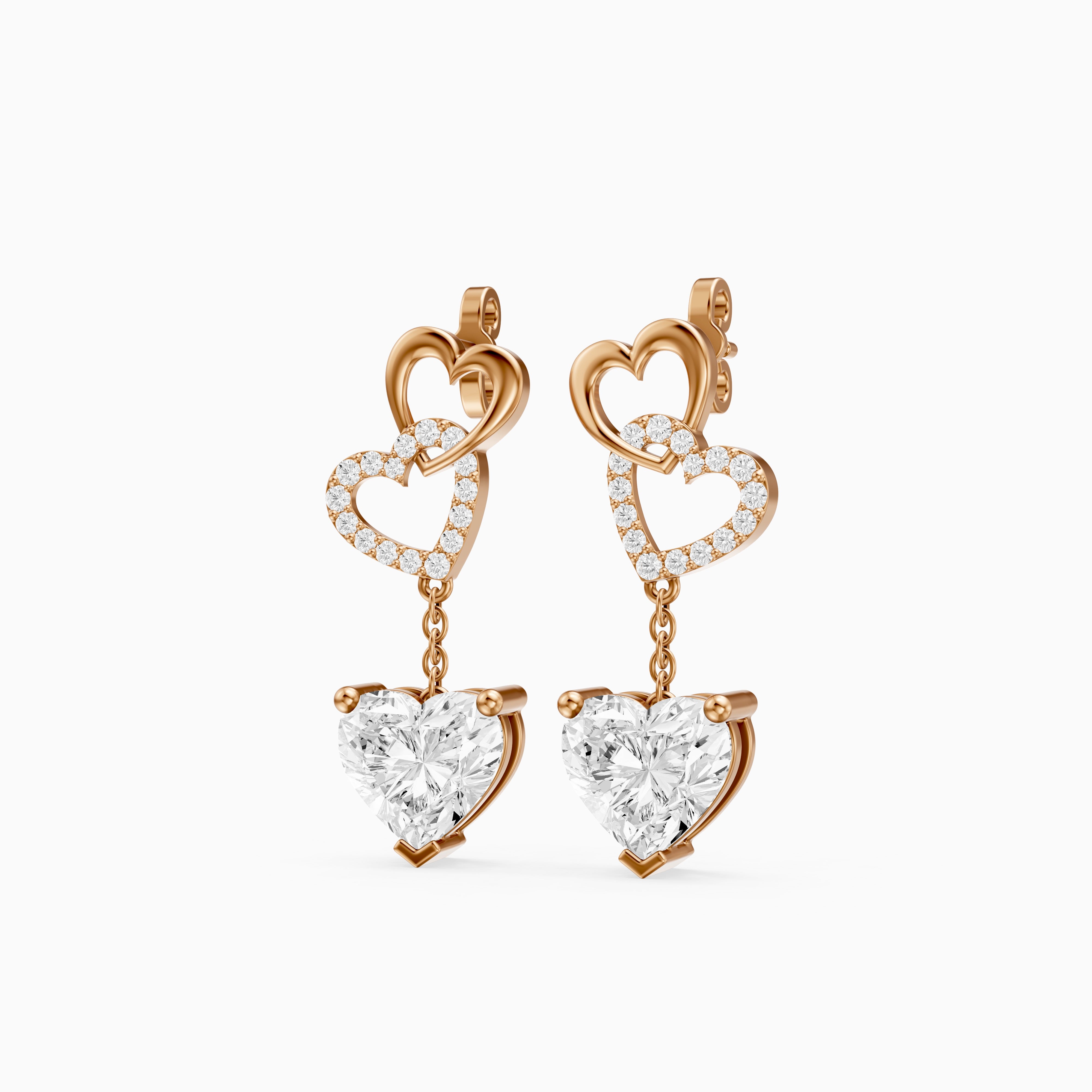 Luella Heart Shaped and Round Lab Grown Diamond Dangle Earrings