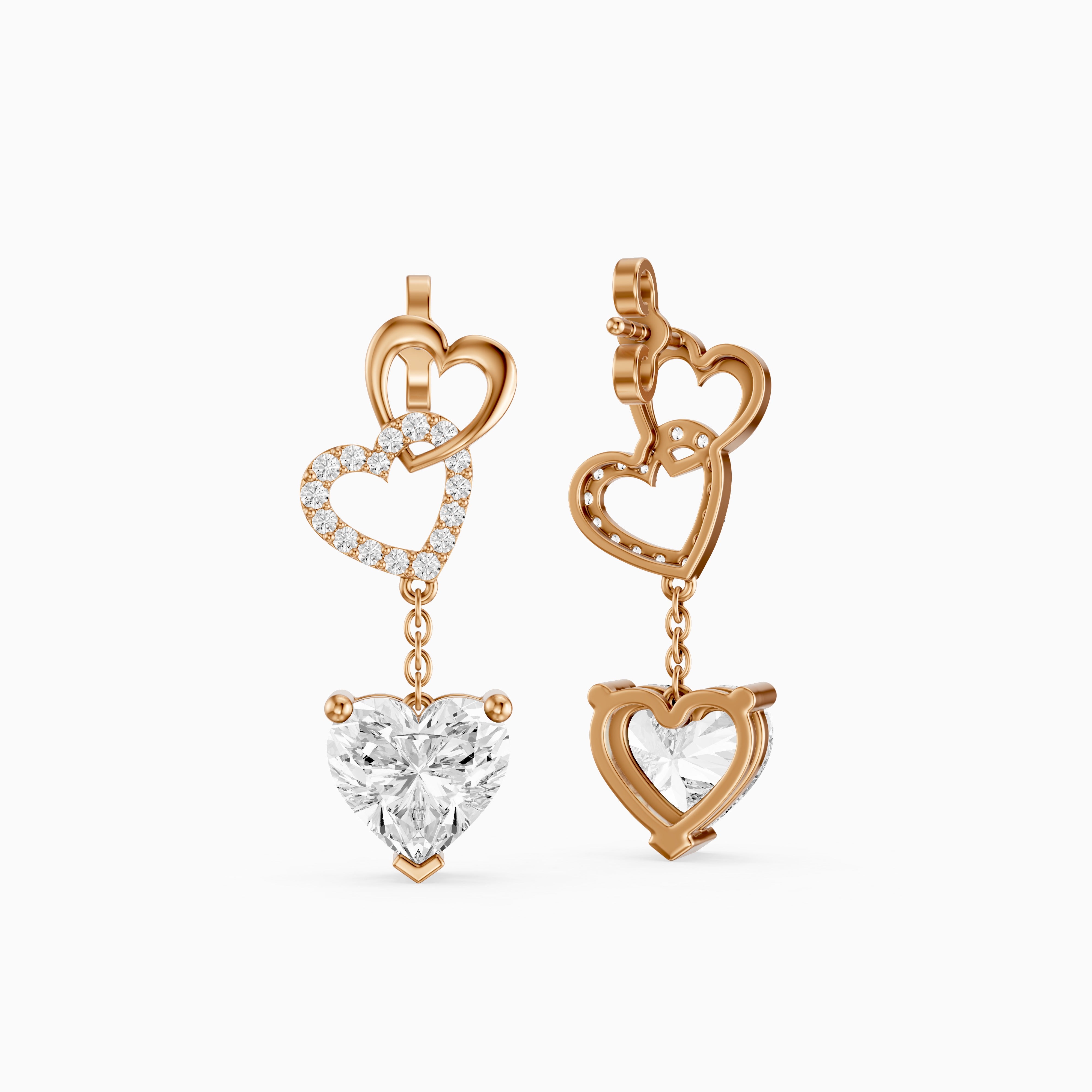 Luella Heart Shaped and Round Lab Grown Diamond Dangle Earrings