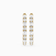Kleio Emerald Cut and Round Cut Diamond Inside Out Hoop Earrings