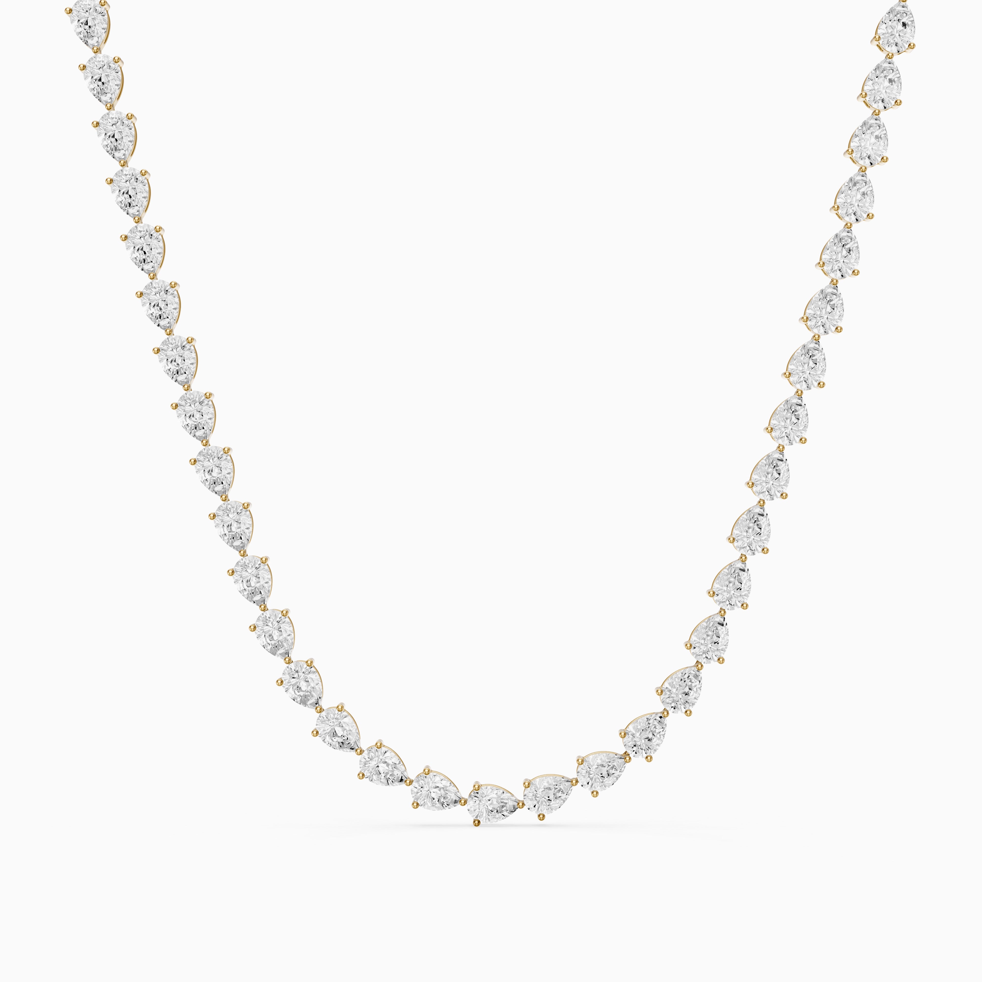 Beatrice Pear Lab Grown Diamond Three-Prong Tennis Necklace