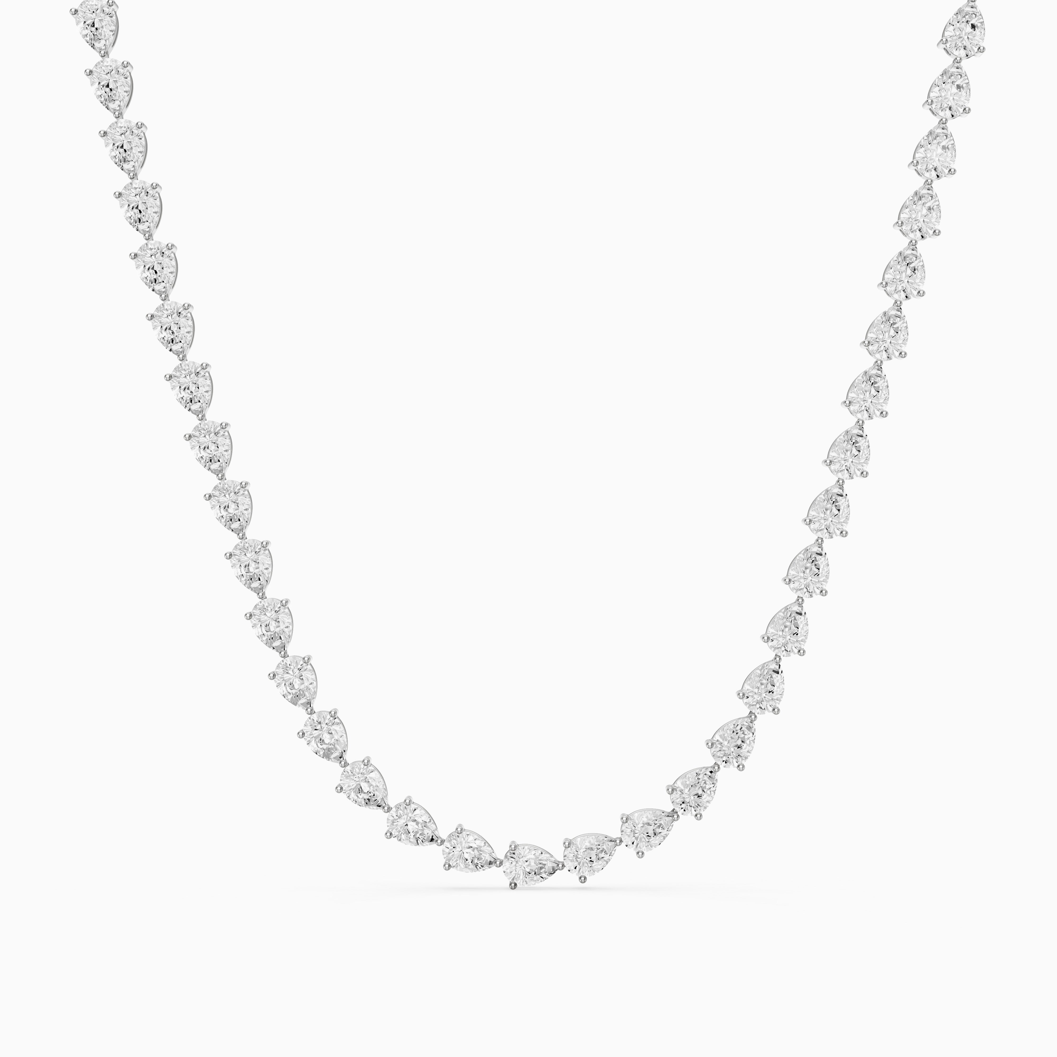 Beatrice Pear Lab Grown Diamond Three-Prong Tennis Necklace