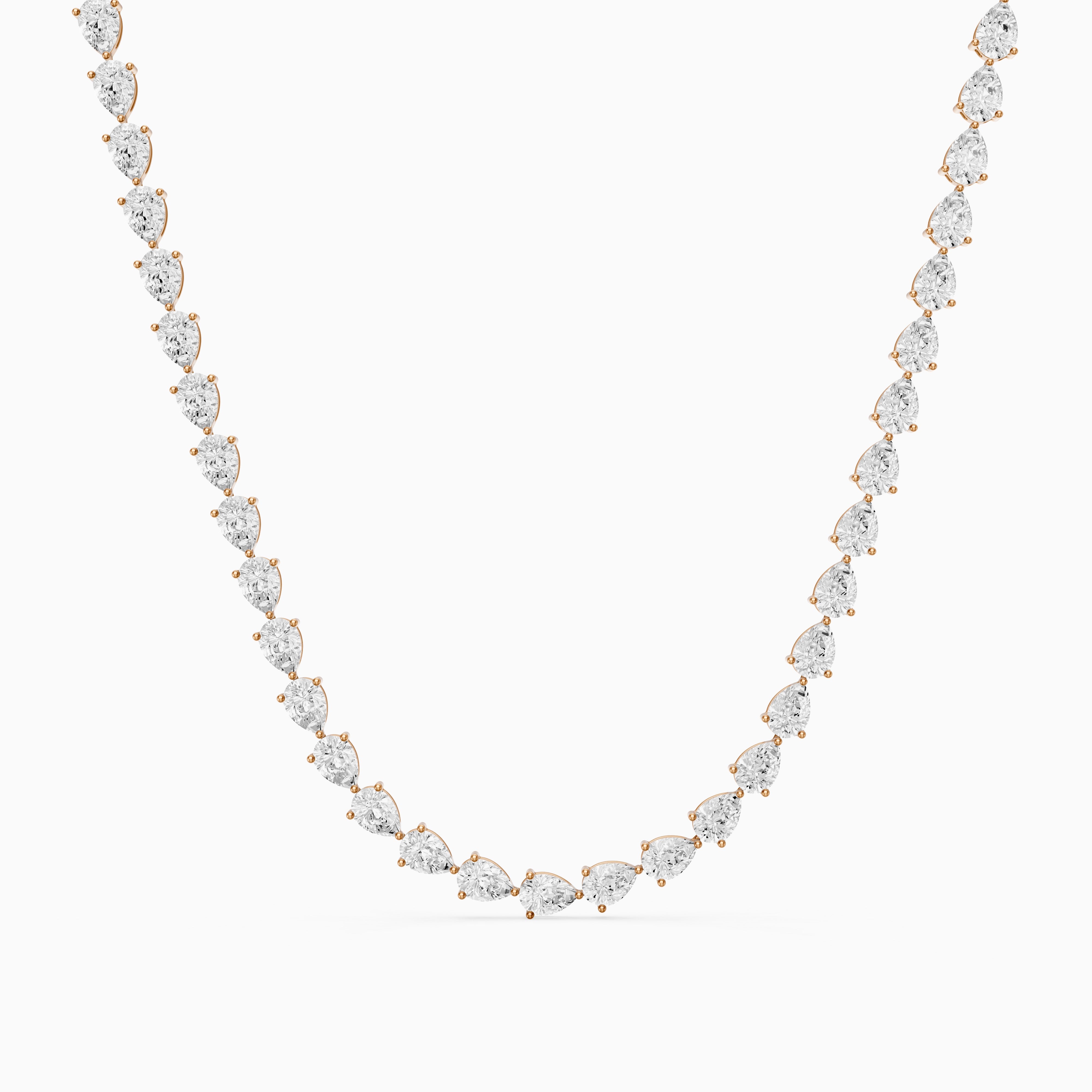 Beatrice Pear Lab Grown Diamond Three-Prong Tennis Necklace
