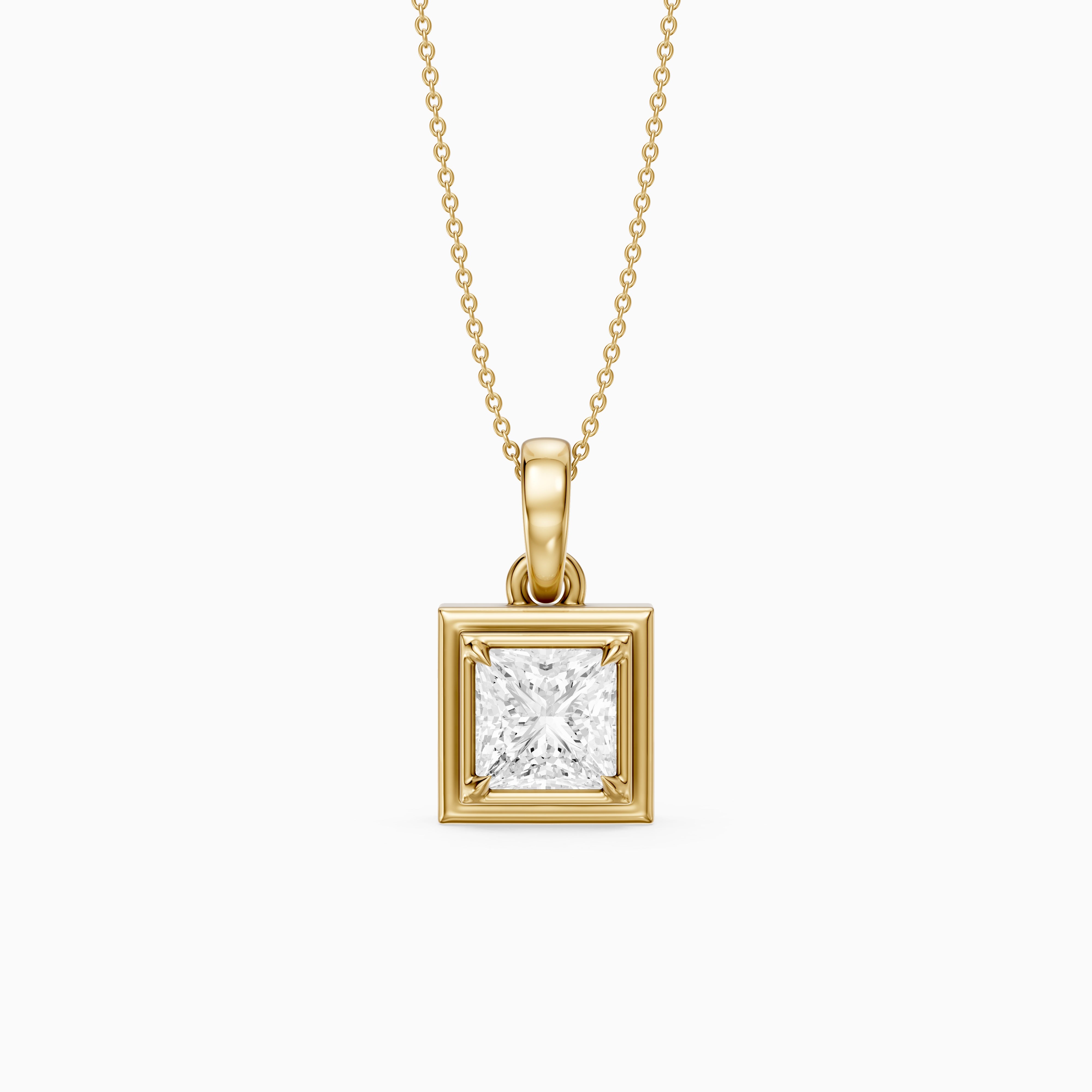 Esme Princess Cut Lab Grown Diamond Bezel Pendant with Prong