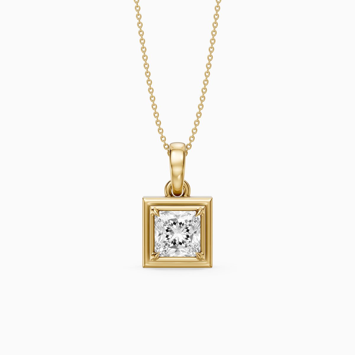 Esme Princess Cut Lab Grown Diamond Bezel Pendant with Prong