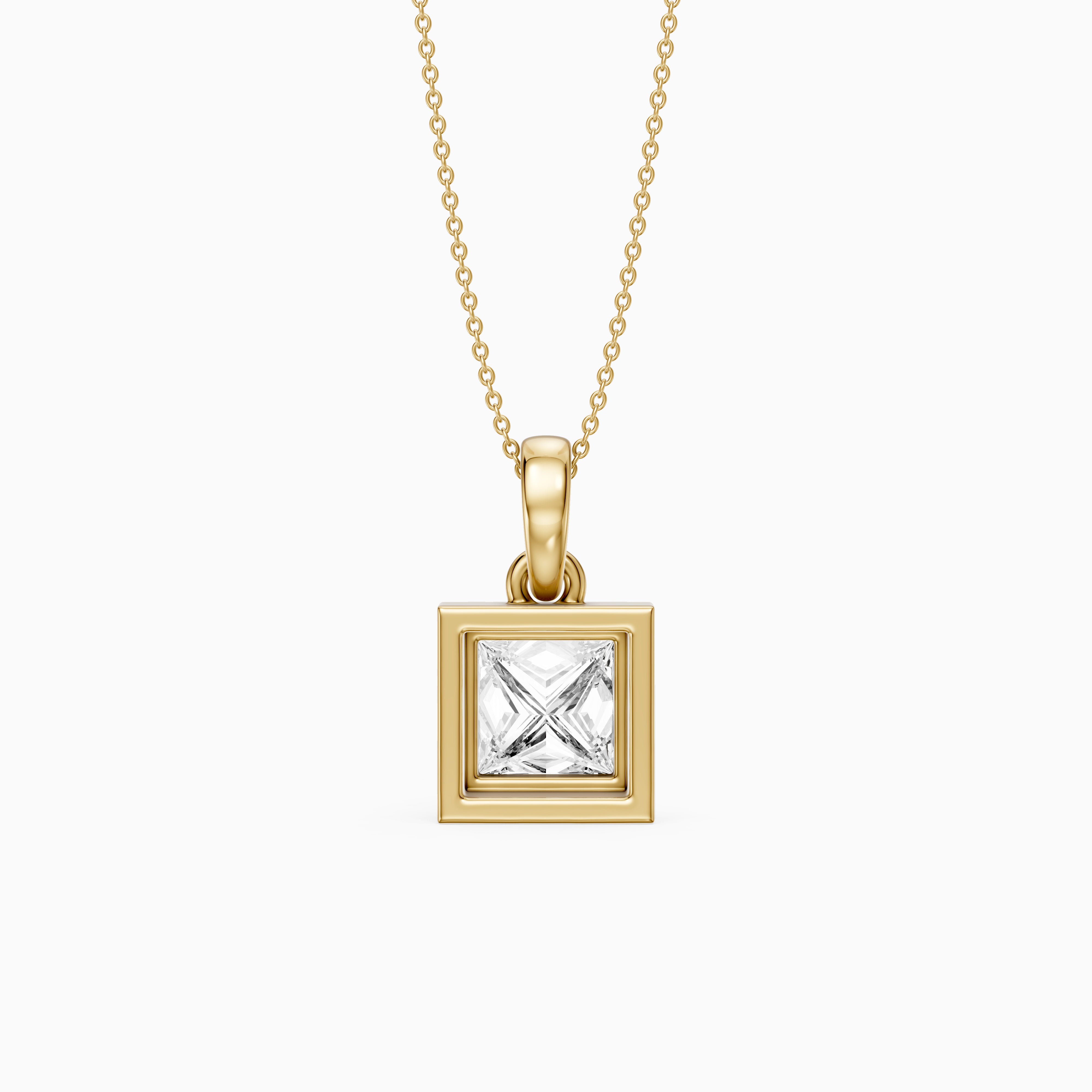 Esme Princess Cut Lab Grown Diamond Bezel Pendant with Prong