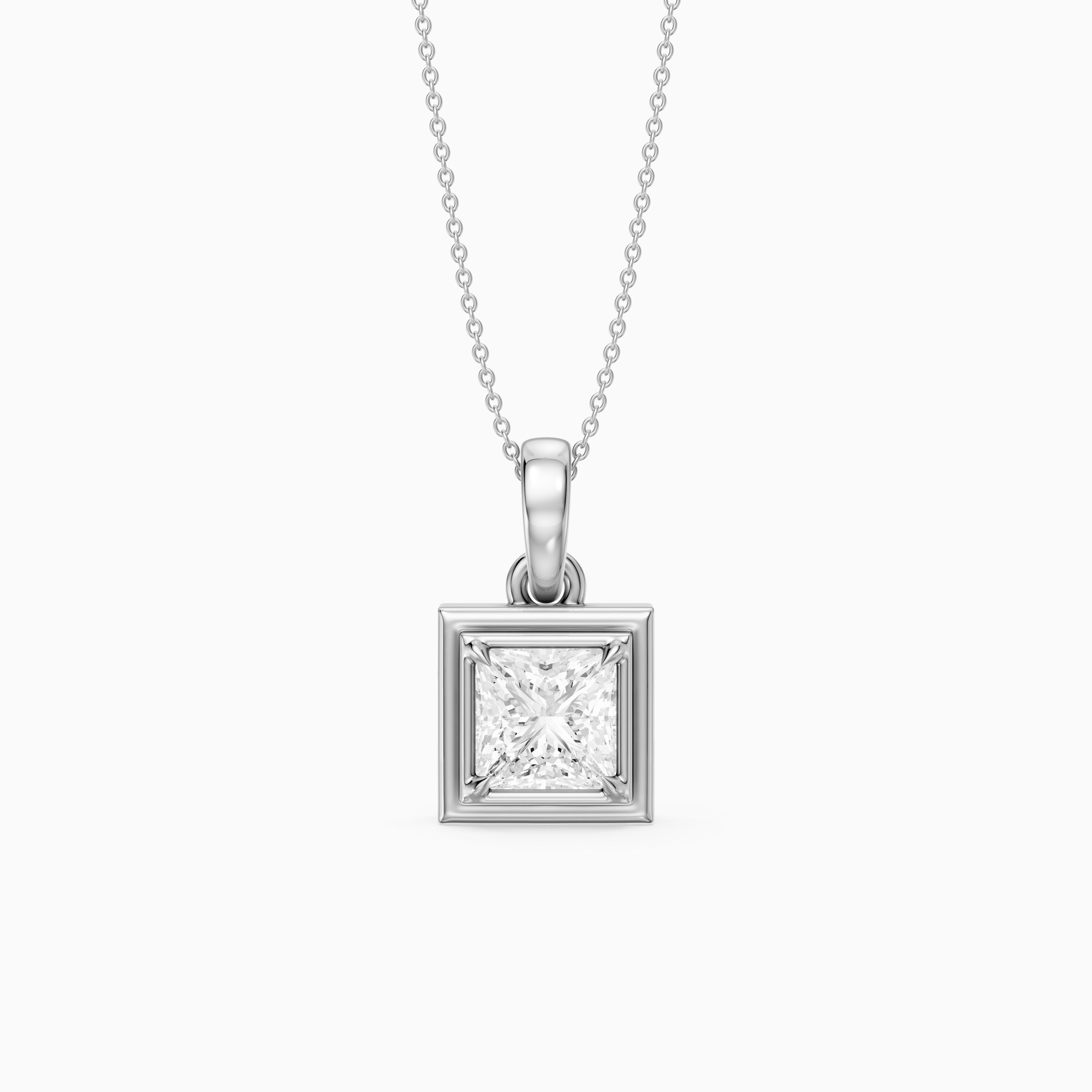 Esme Princess Cut Lab Grown Diamond Bezel Pendant with Prong