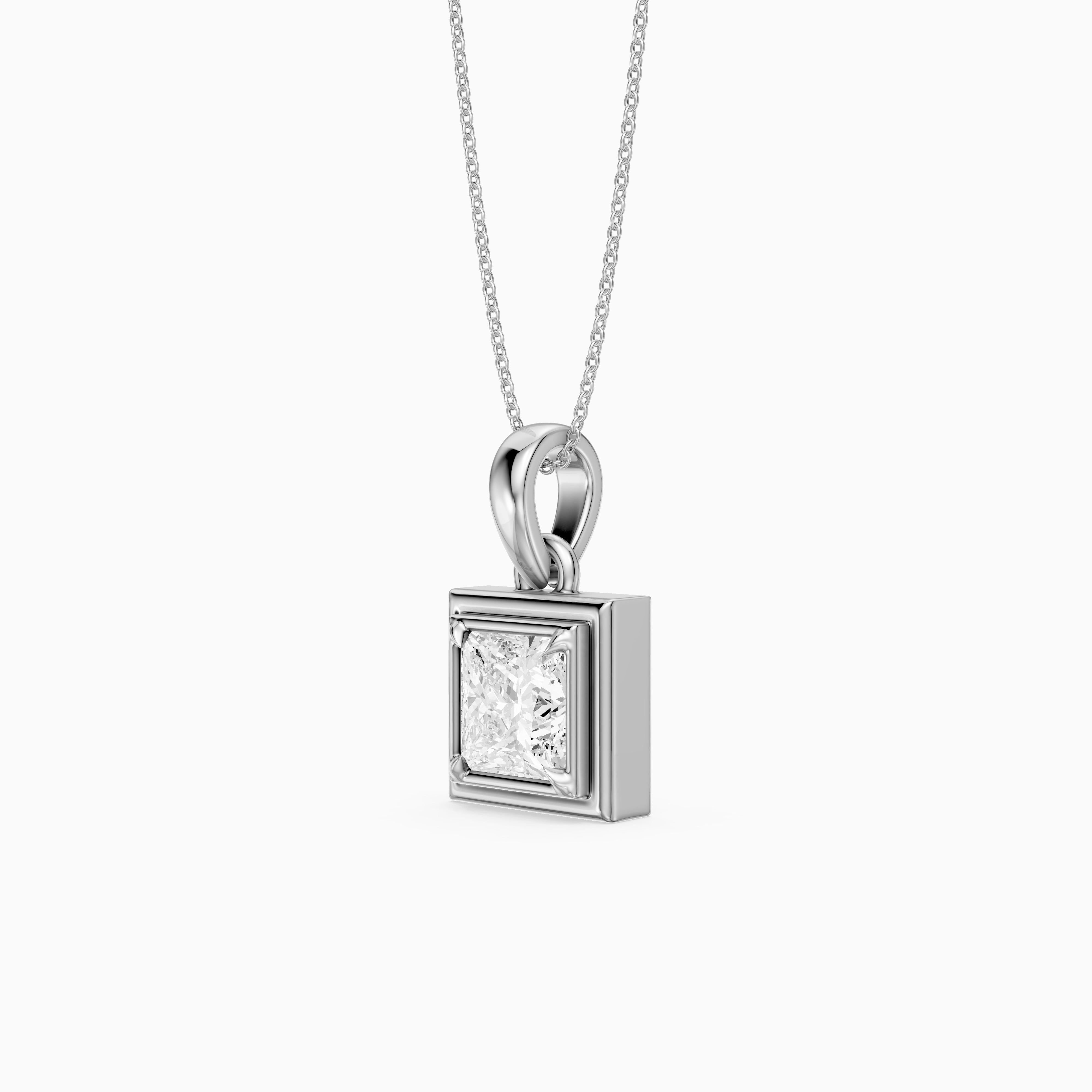 Esme Princess Cut Lab Grown Diamond Bezel Pendant with Prong