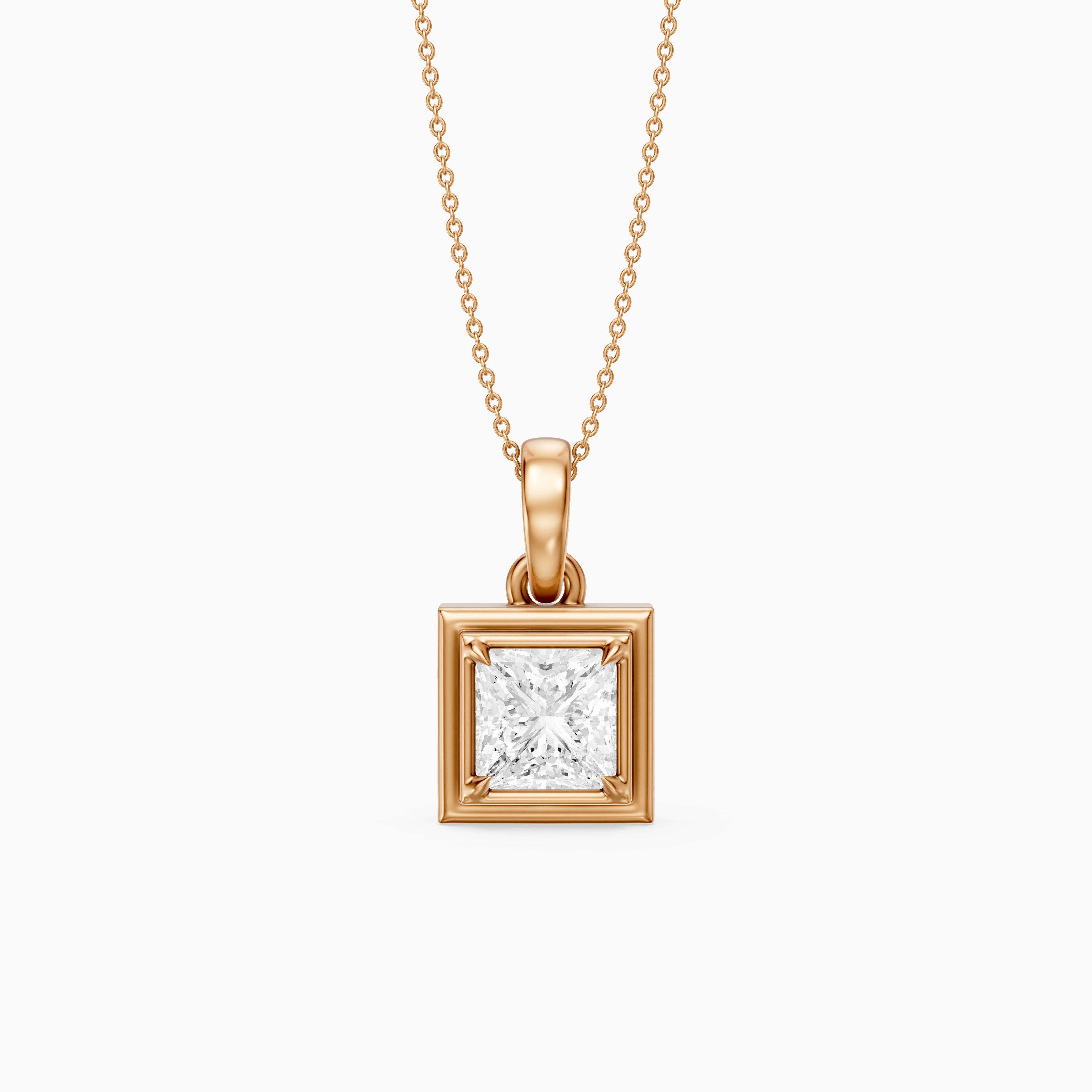 Esme Princess Cut Lab Grown Diamond Bezel Pendant with Prong