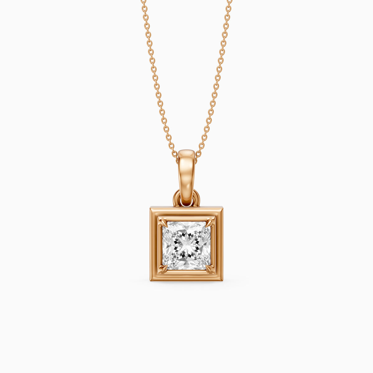 Esme Princess Cut Lab Grown Diamond Bezel Pendant with Prong