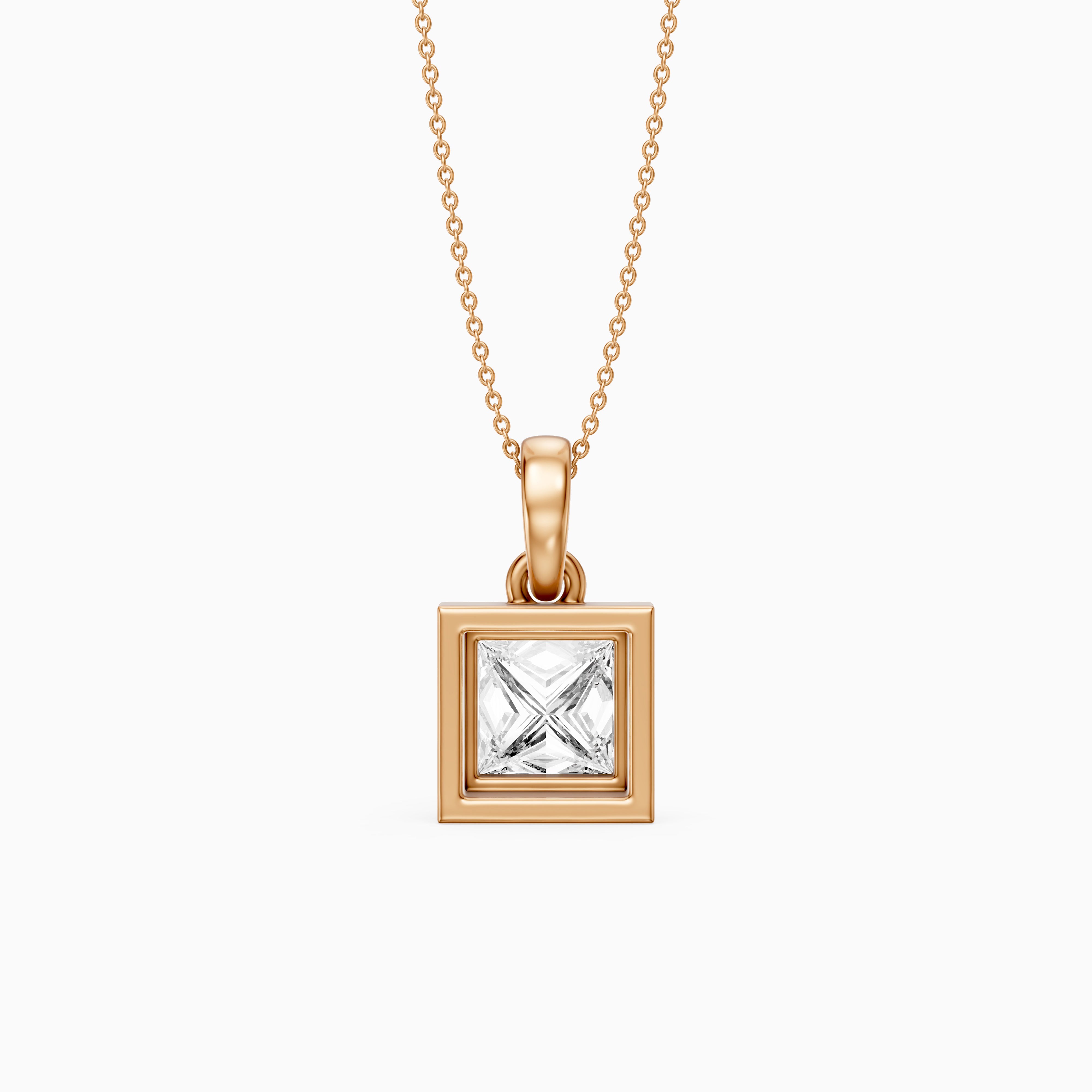 Esme Princess Cut Lab Grown Diamond Bezel Pendant with Prong