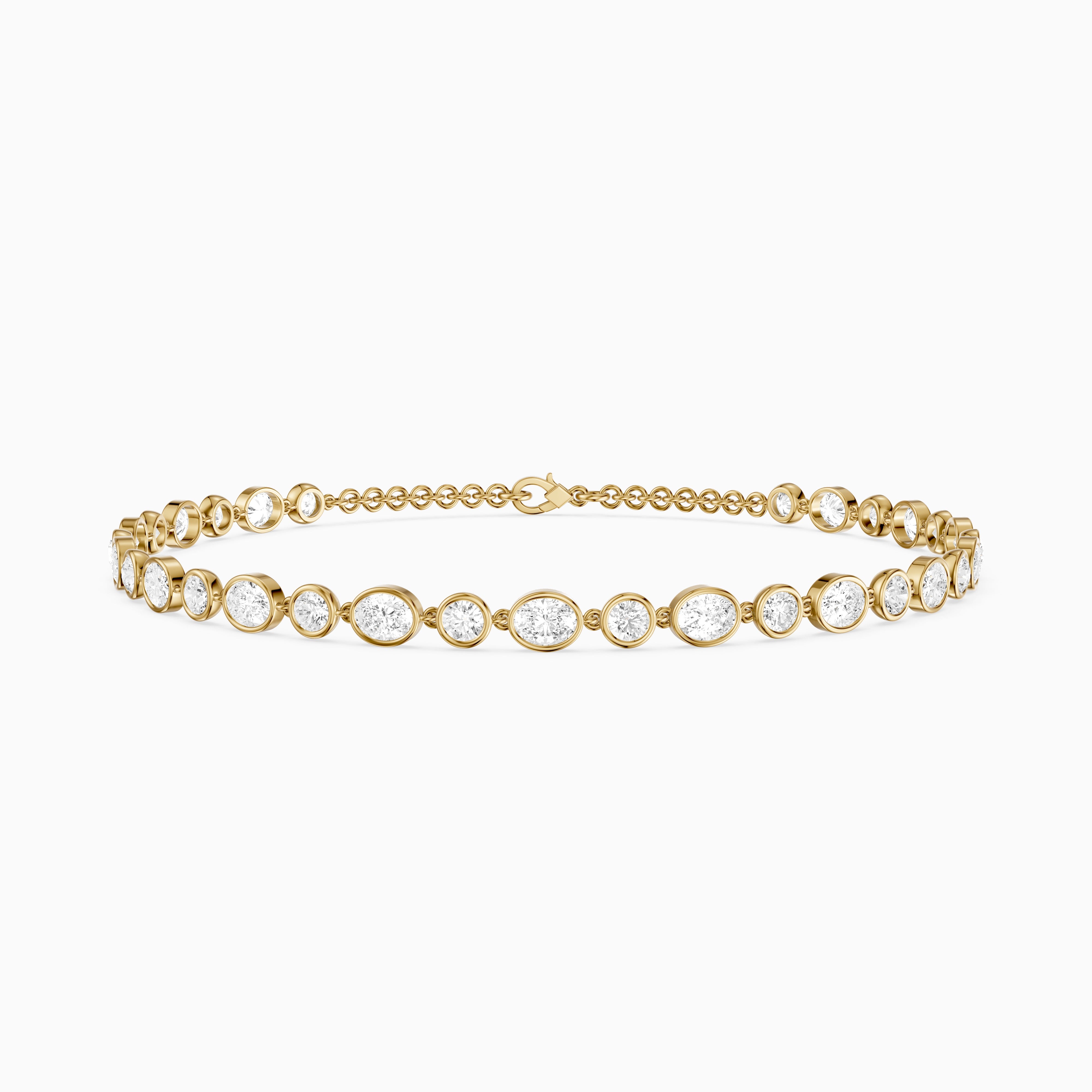 Mabel Alternating Oval and Round Lab Grown Diamond Bezel Set Tennis Bracelet