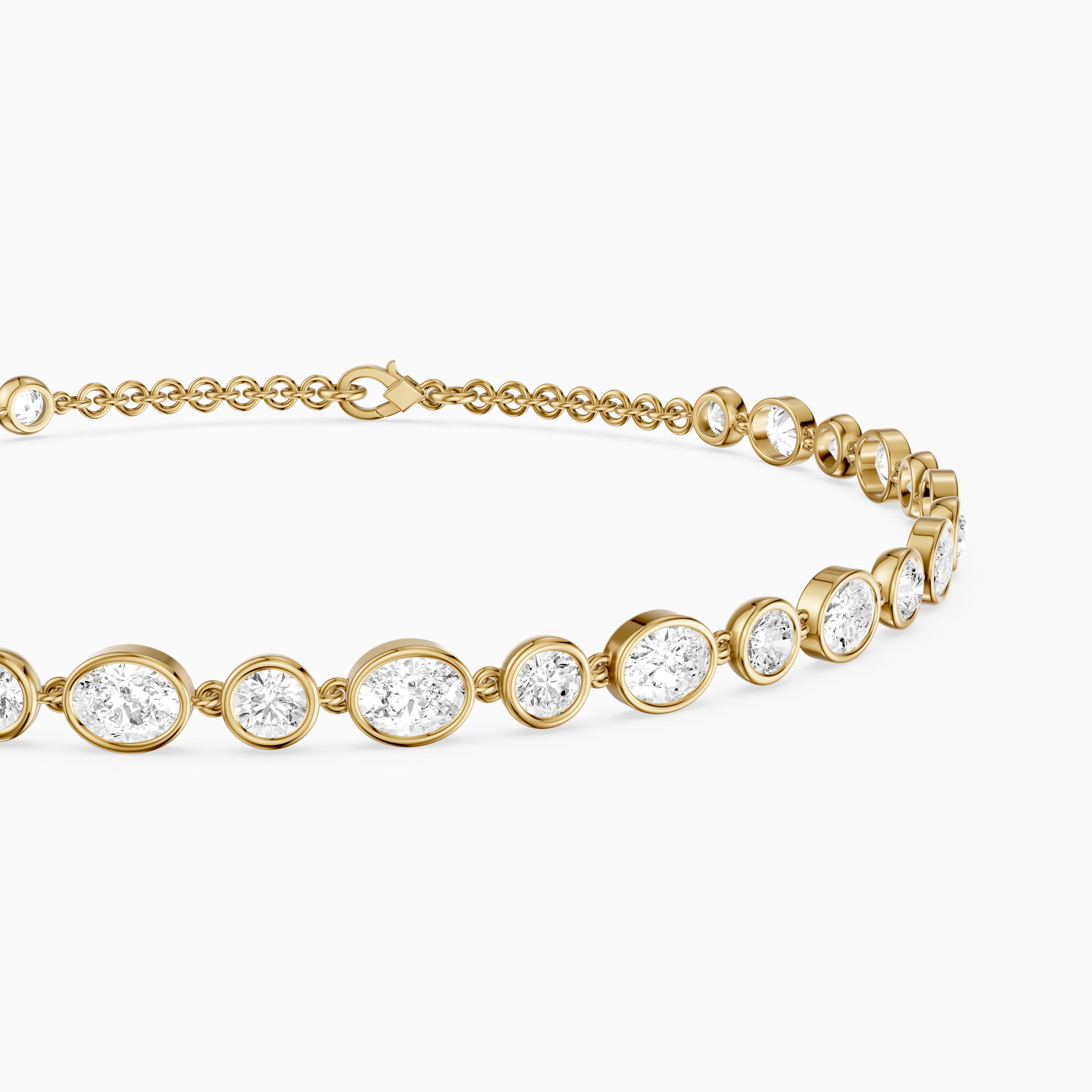 Mabel Alternating Oval and Round Lab Grown Diamond Bezel Set Tennis Bracelet