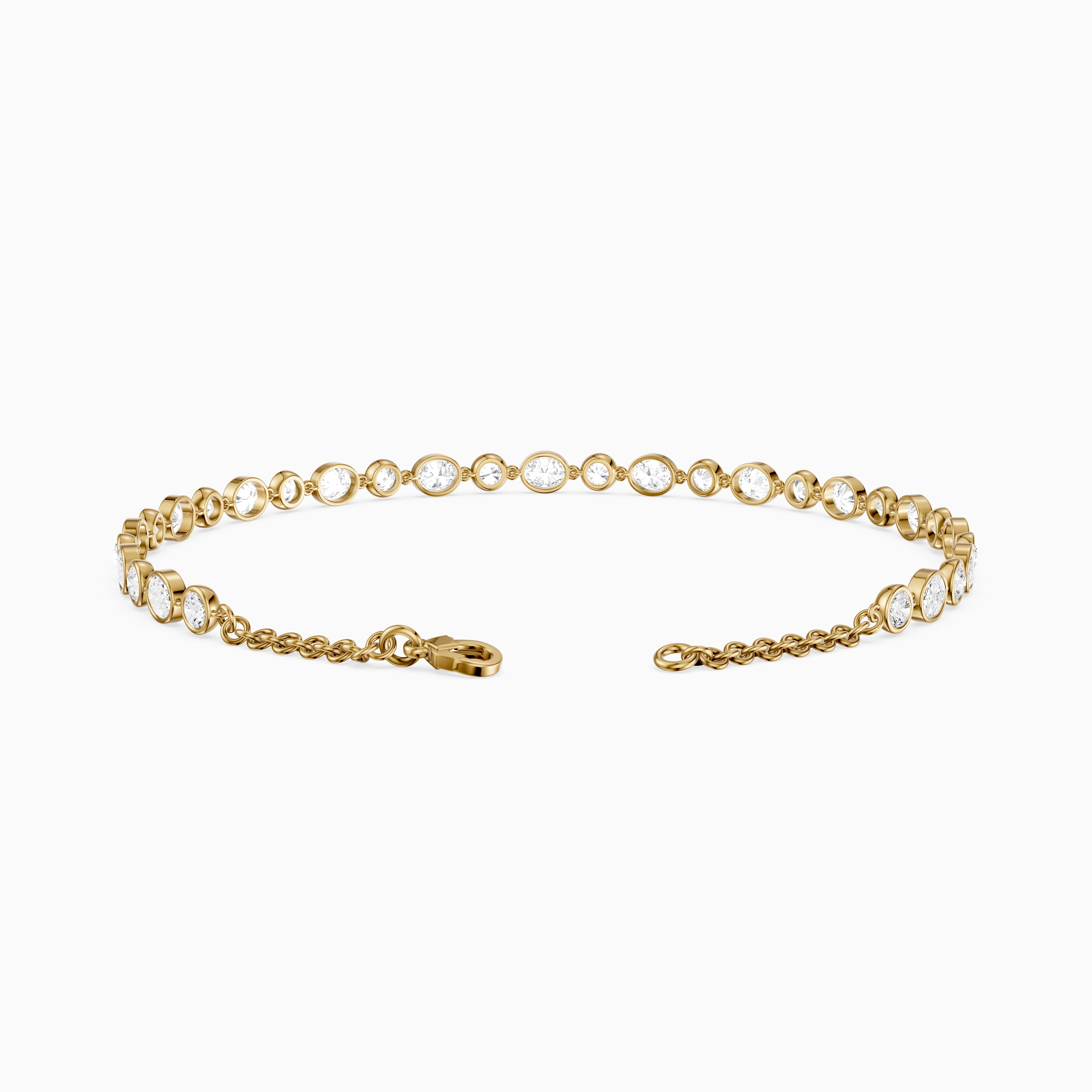 Mabel Alternating Oval and Round Lab Grown Diamond Bezel Set Tennis Bracelet