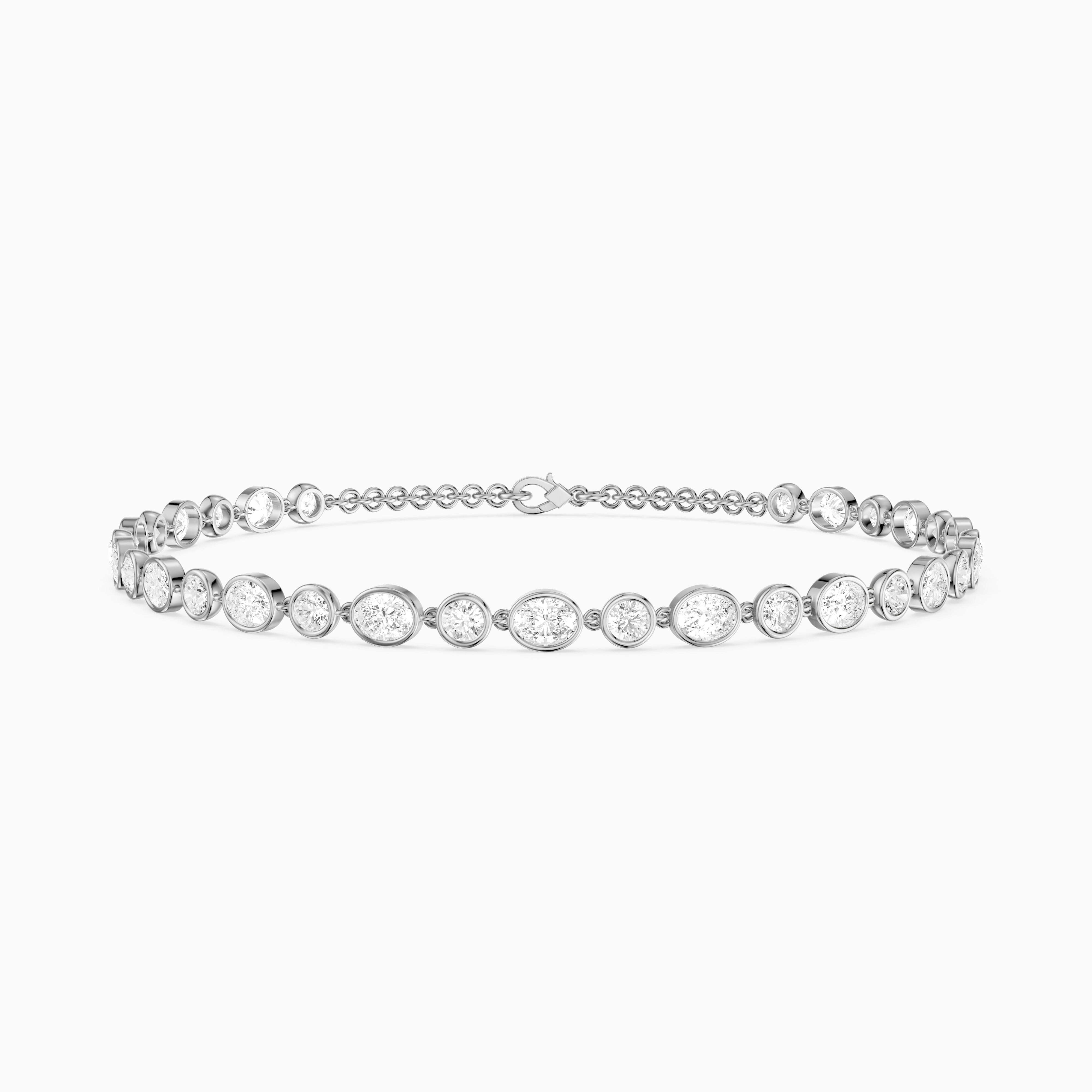 Mabel Alternating Oval and Round Lab Grown Diamond Bezel Set Tennis Bracelet