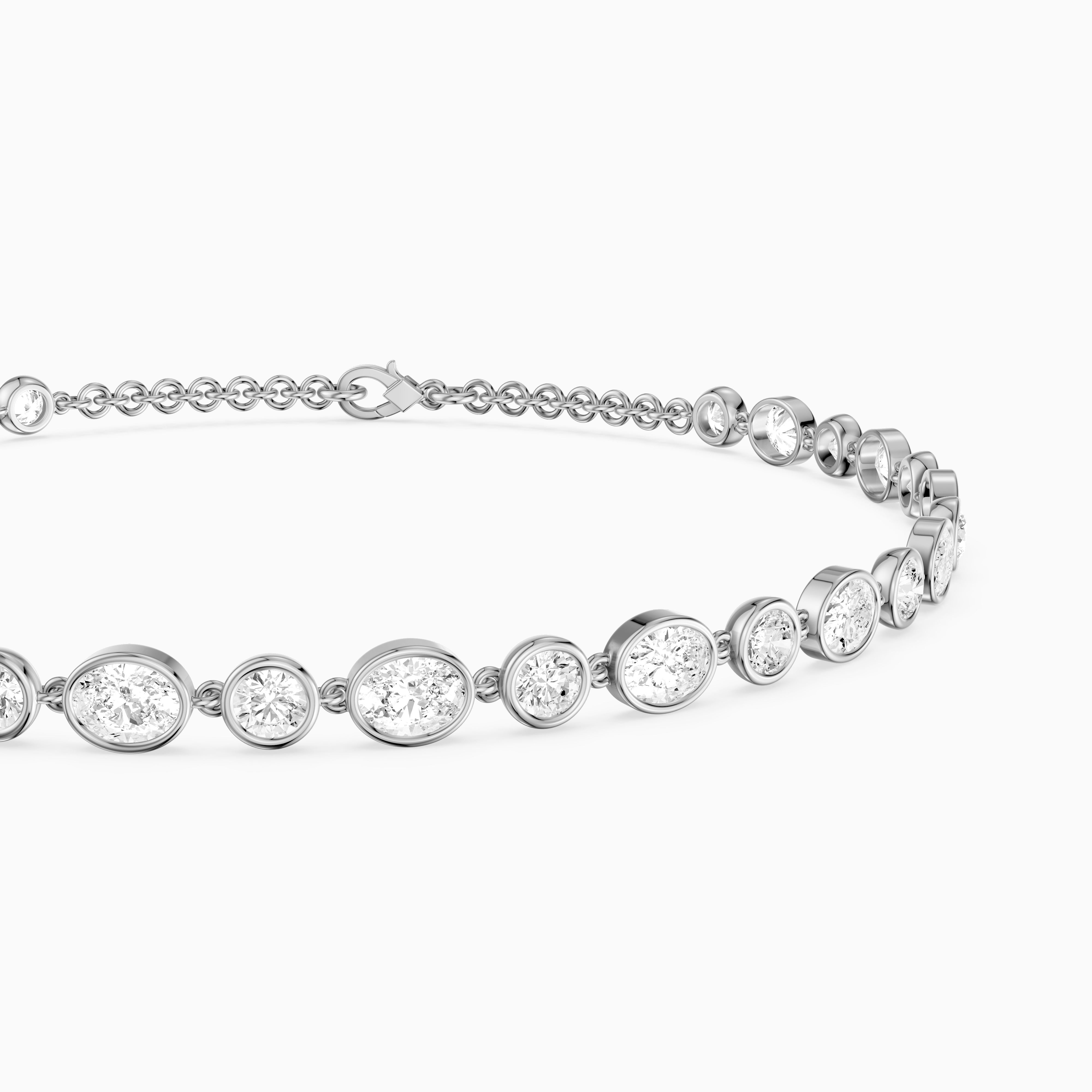 Mabel Alternating Oval and Round Lab Grown Diamond Bezel Set Tennis Bracelet