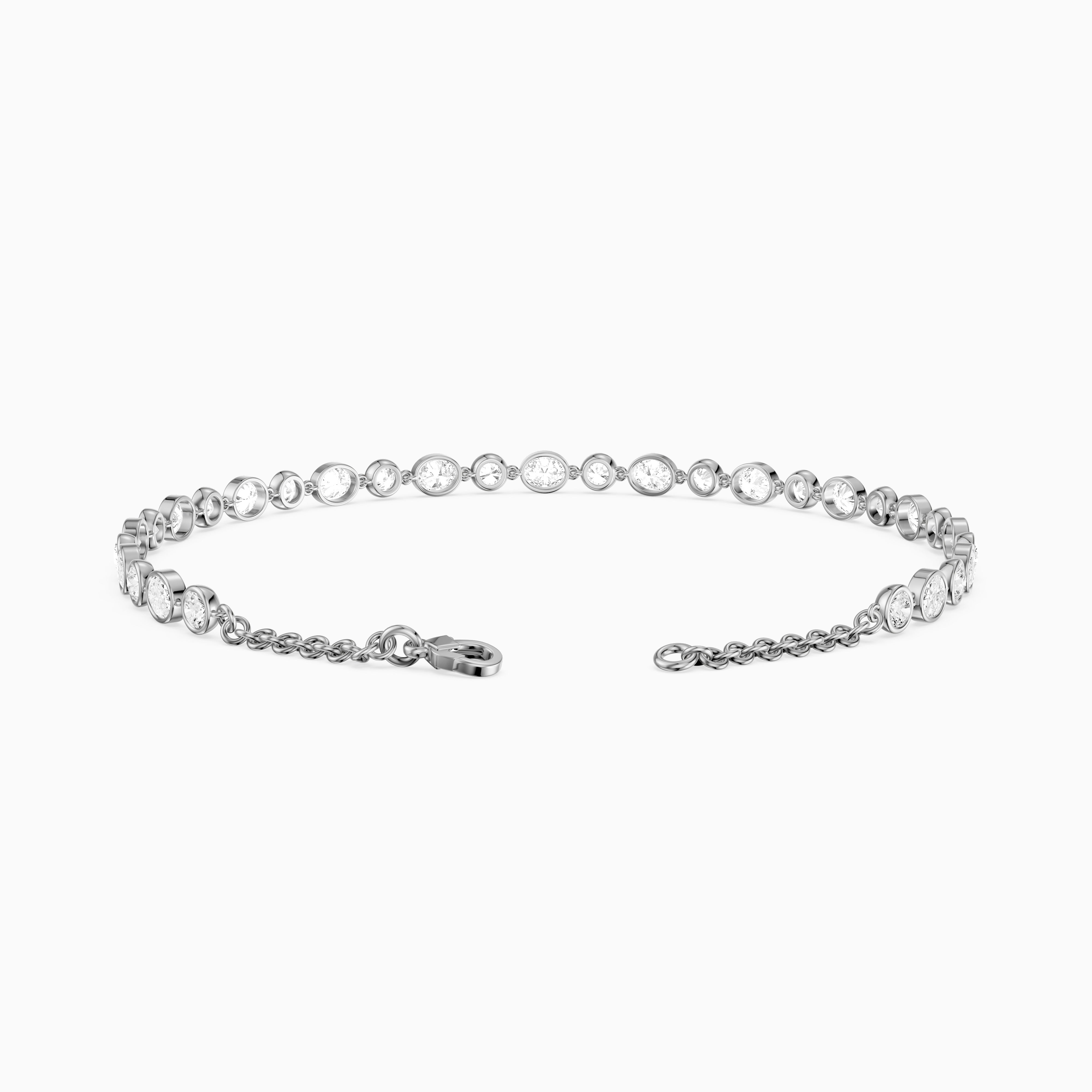 Mabel Alternating Oval and Round Lab Grown Diamond Bezel Set Tennis Bracelet