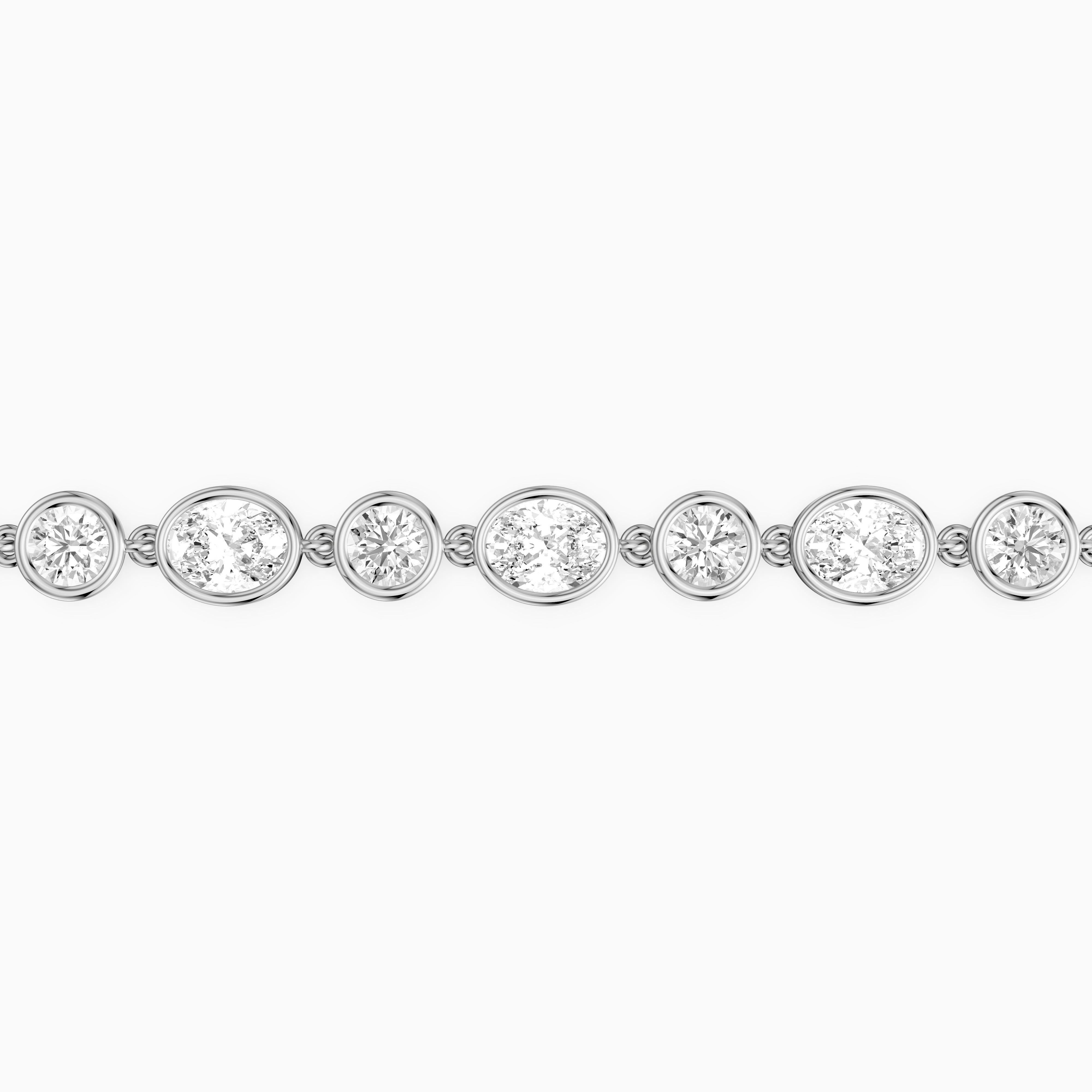 Mabel Alternating Oval and Round Lab Grown Diamond Bezel Set Tennis Bracelet