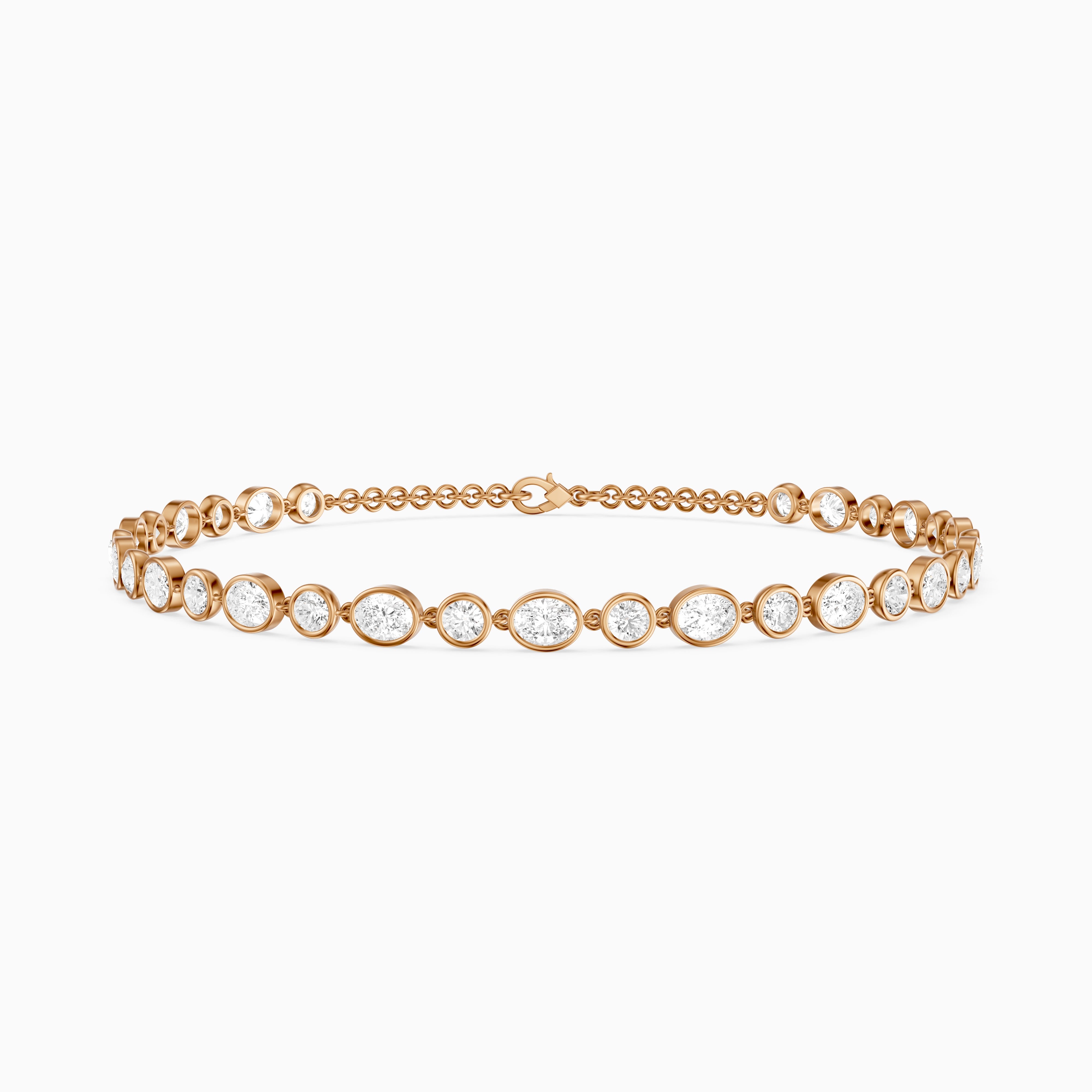 Mabel Alternating Oval and Round Lab Grown Diamond Bezel Set Tennis Bracelet