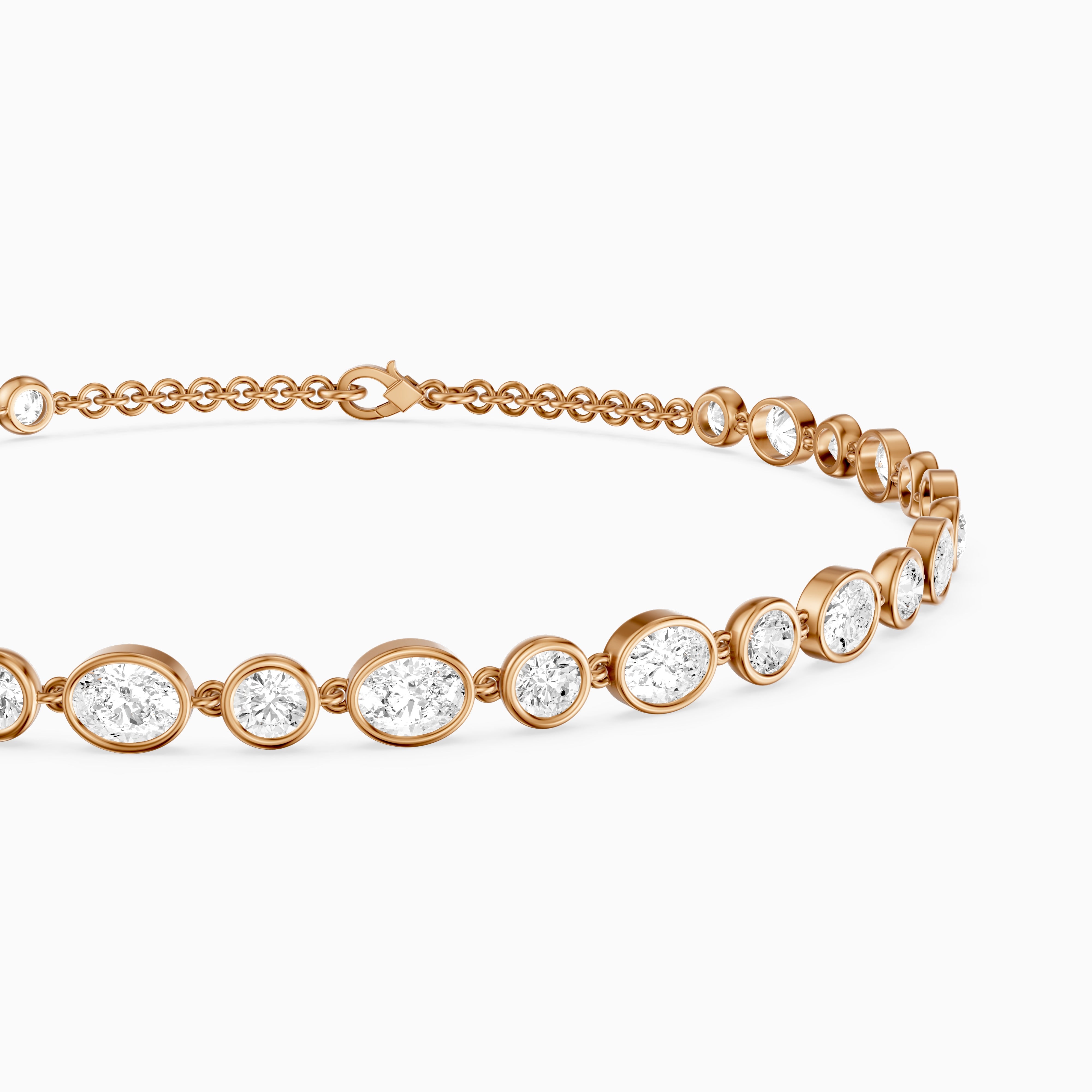 Mabel Alternating Oval and Round Lab Grown Diamond Bezel Set Tennis Bracelet