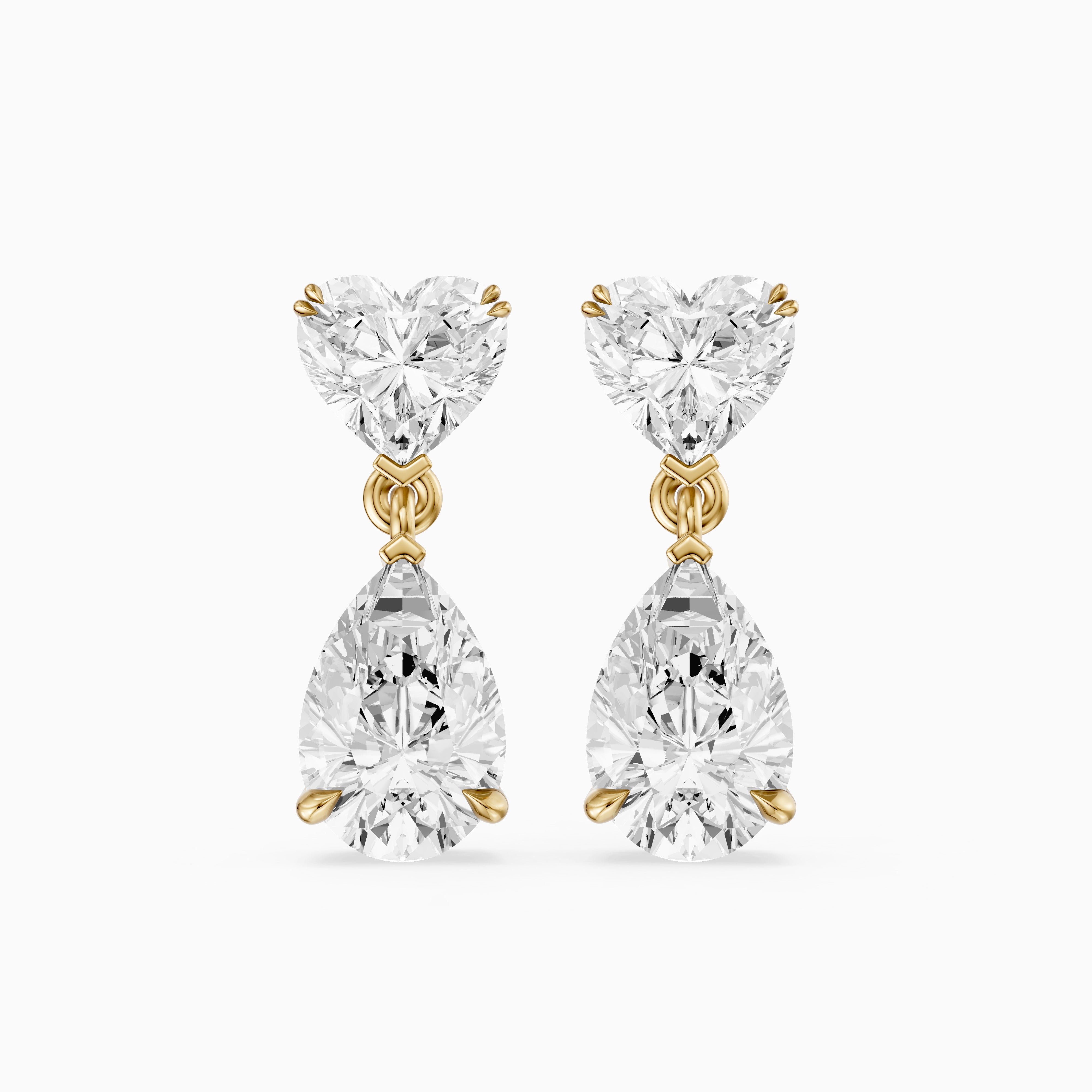 Nia Heart and Pear Shape Lab Grown Diamond Drop Earrings