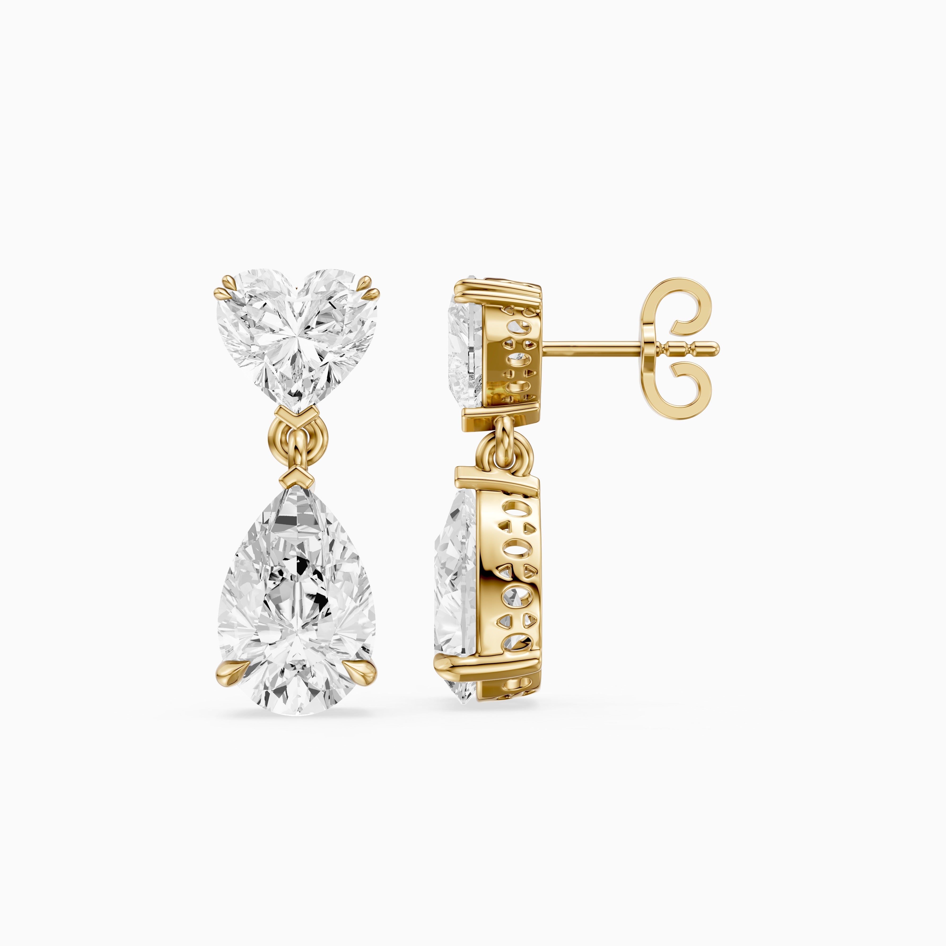 Nia Heart and Pear Shape Lab Grown Diamond Drop Earrings
