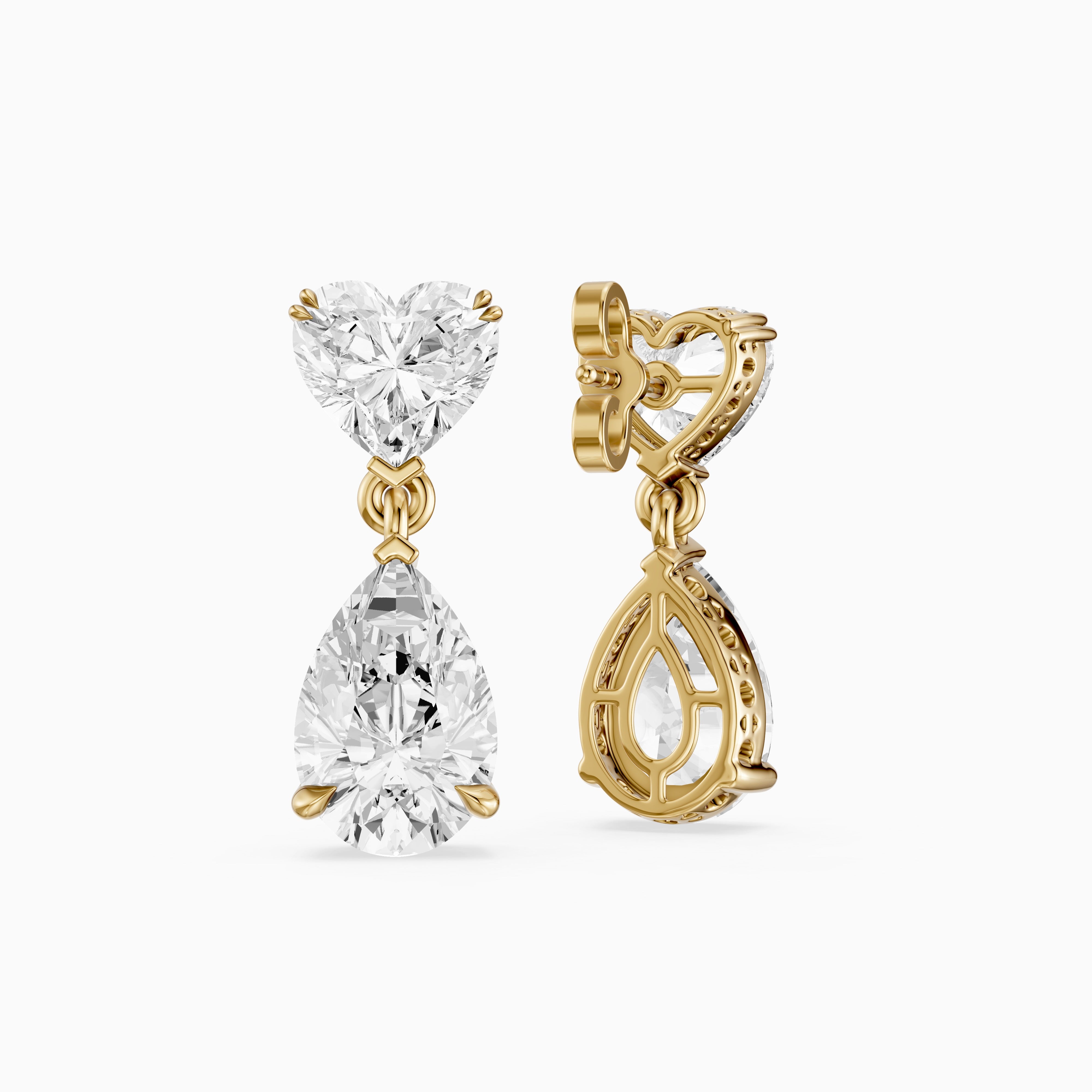 Nia Heart and Pear Shape Lab Grown Diamond Drop Earrings