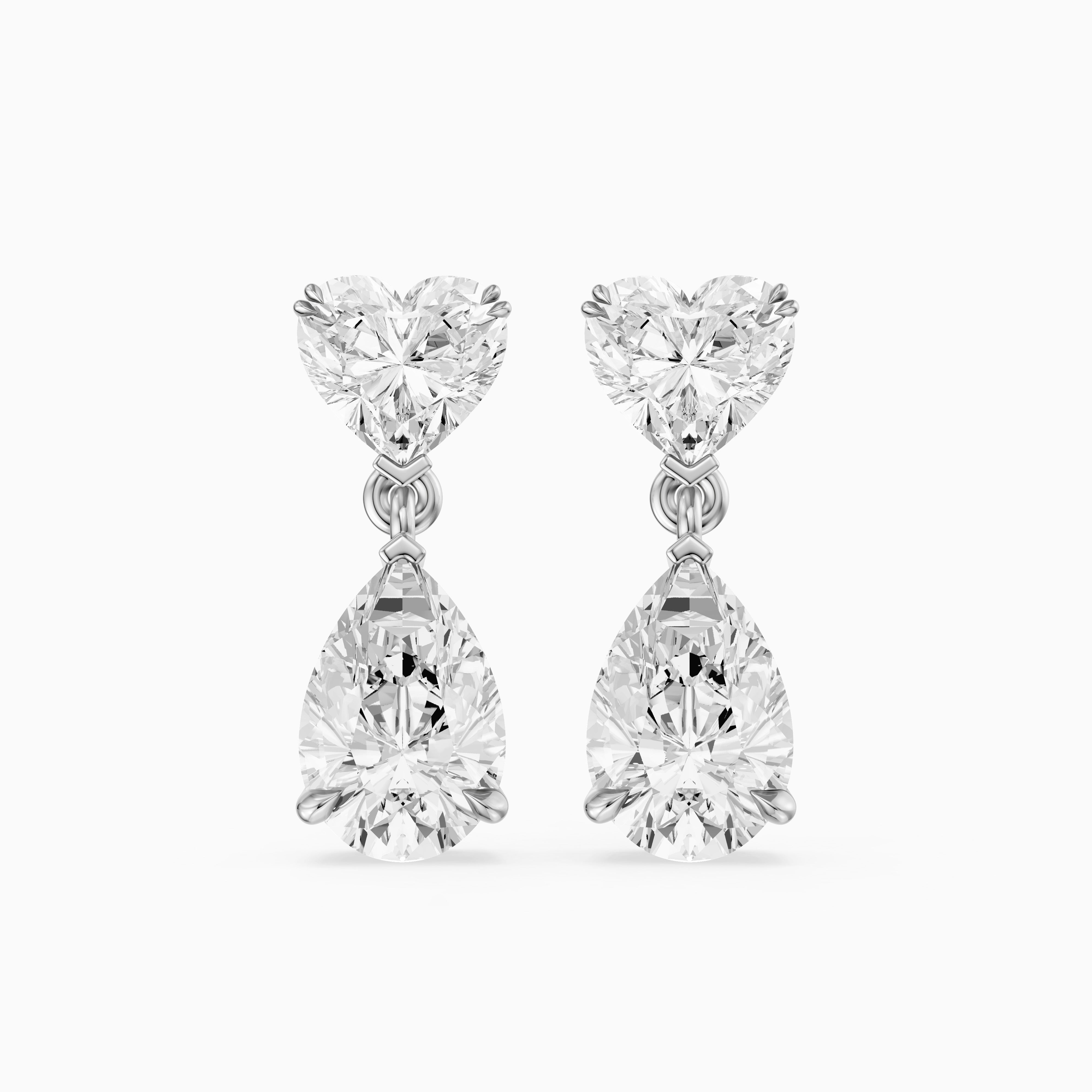 Nia Heart and Pear Shape Lab Grown Diamond Drop Earrings