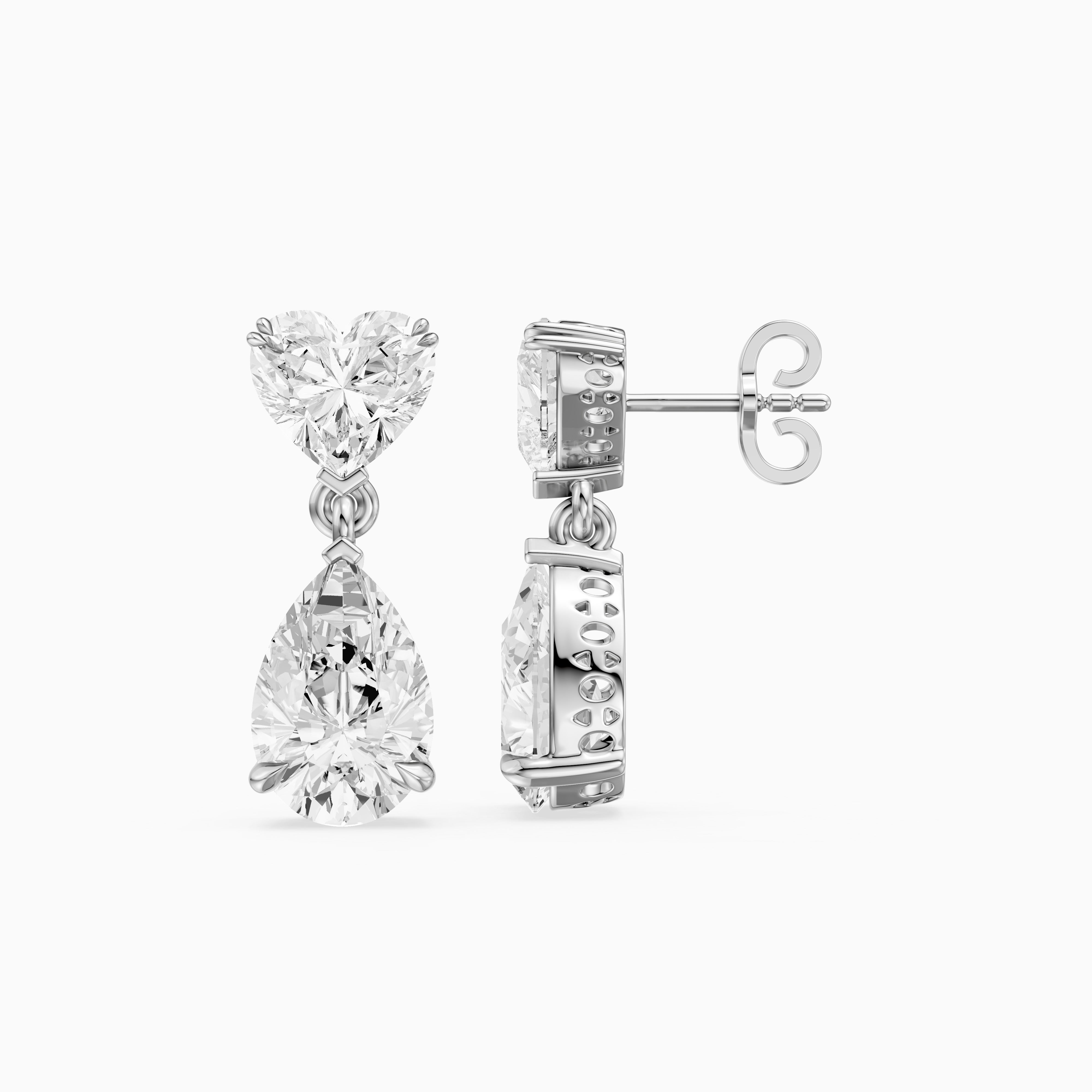 Nia Heart and Pear Shape Lab Grown Diamond Drop Earrings