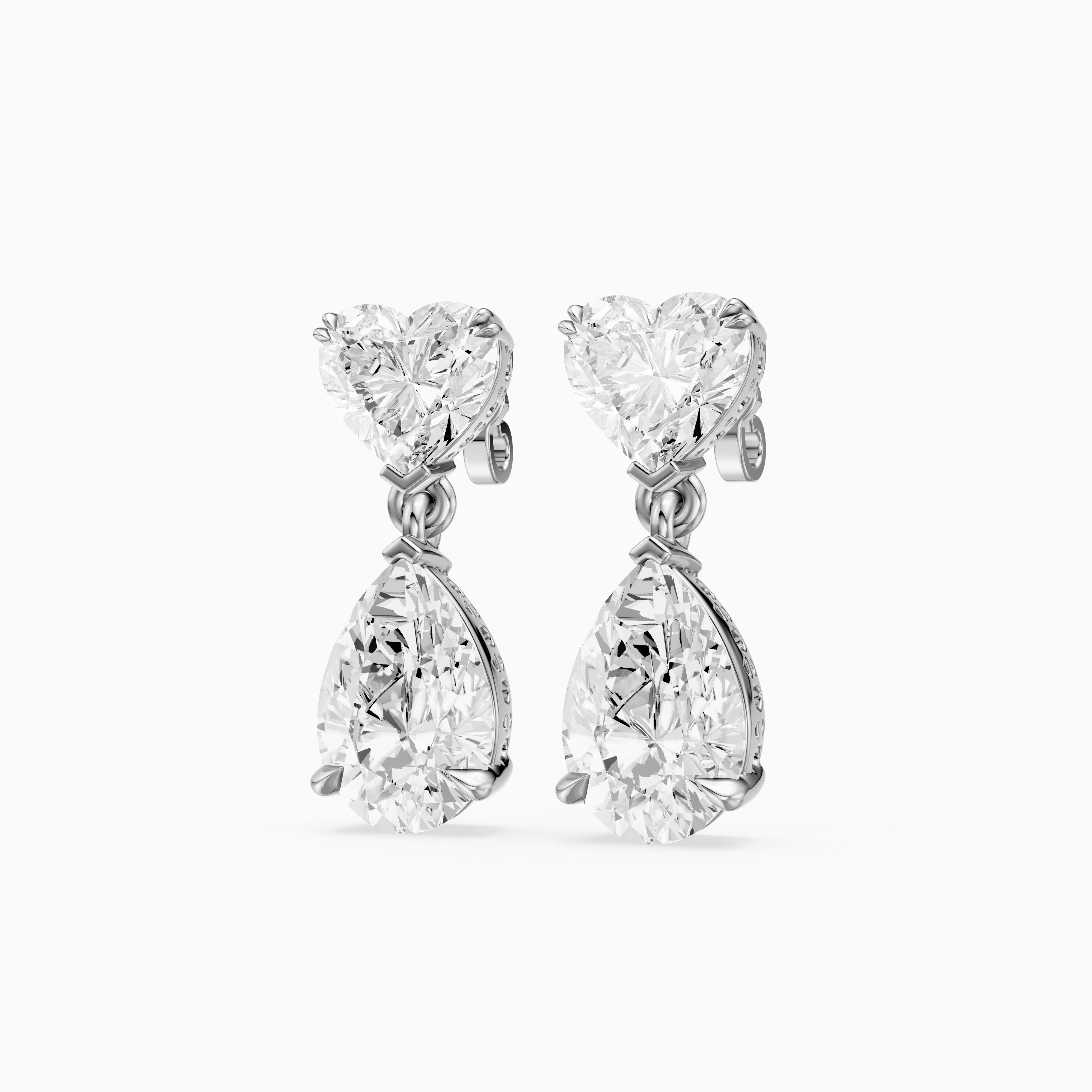 Nia Heart and Pear Shape Lab Grown Diamond Drop Earrings
