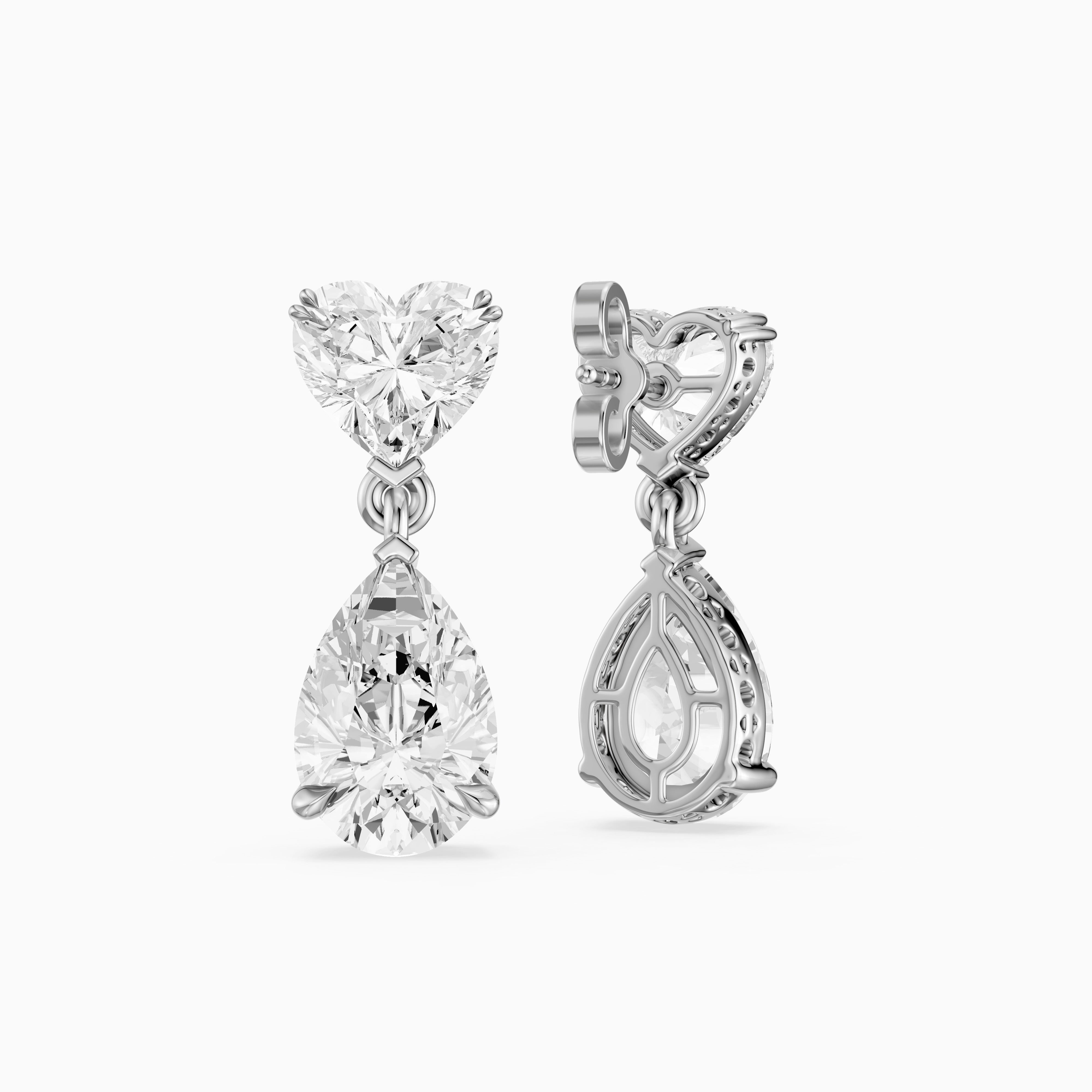Nia Heart and Pear Shape Lab Grown Diamond Drop Earrings