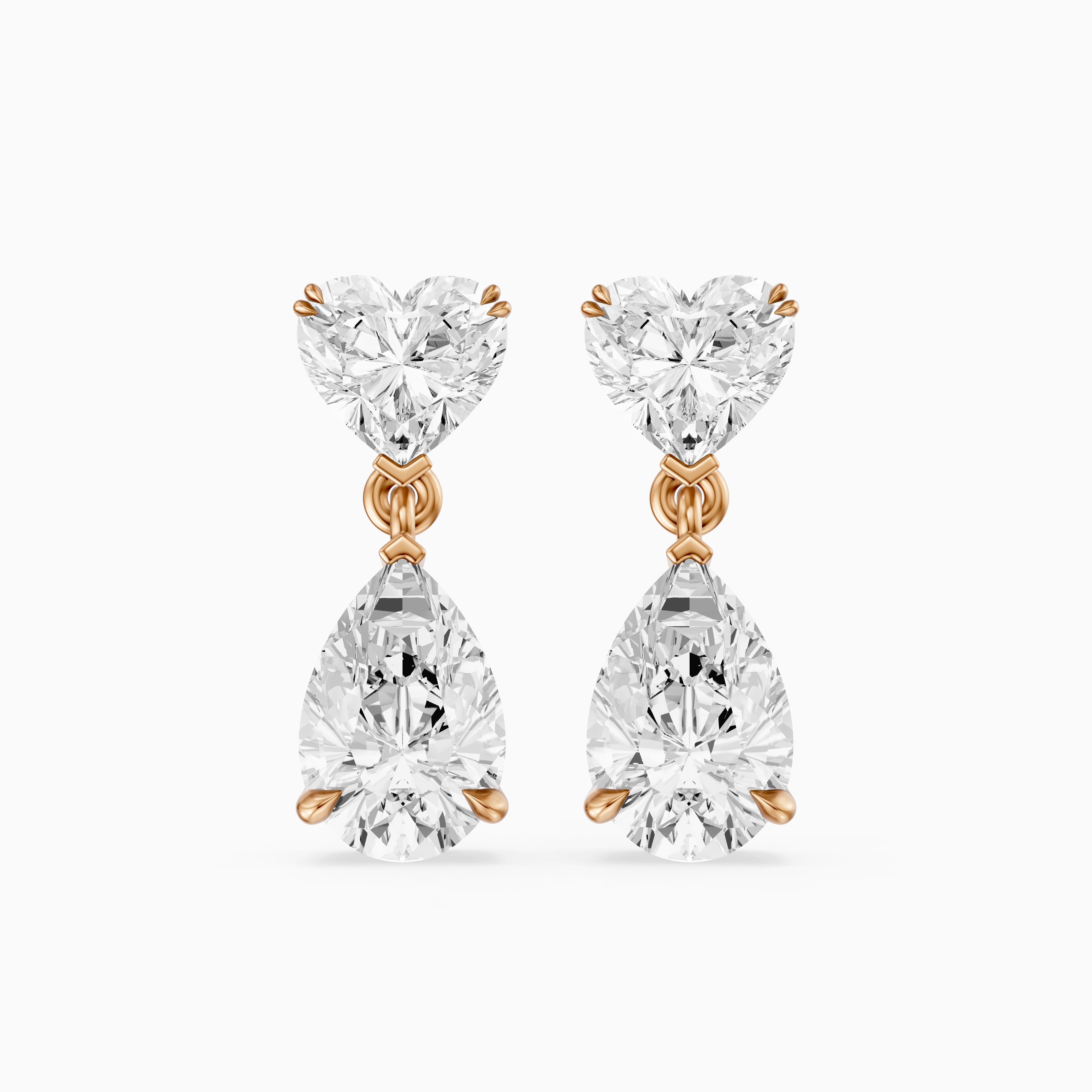 Nia Heart and Pear Shape Lab Grown Diamond Drop Earrings
