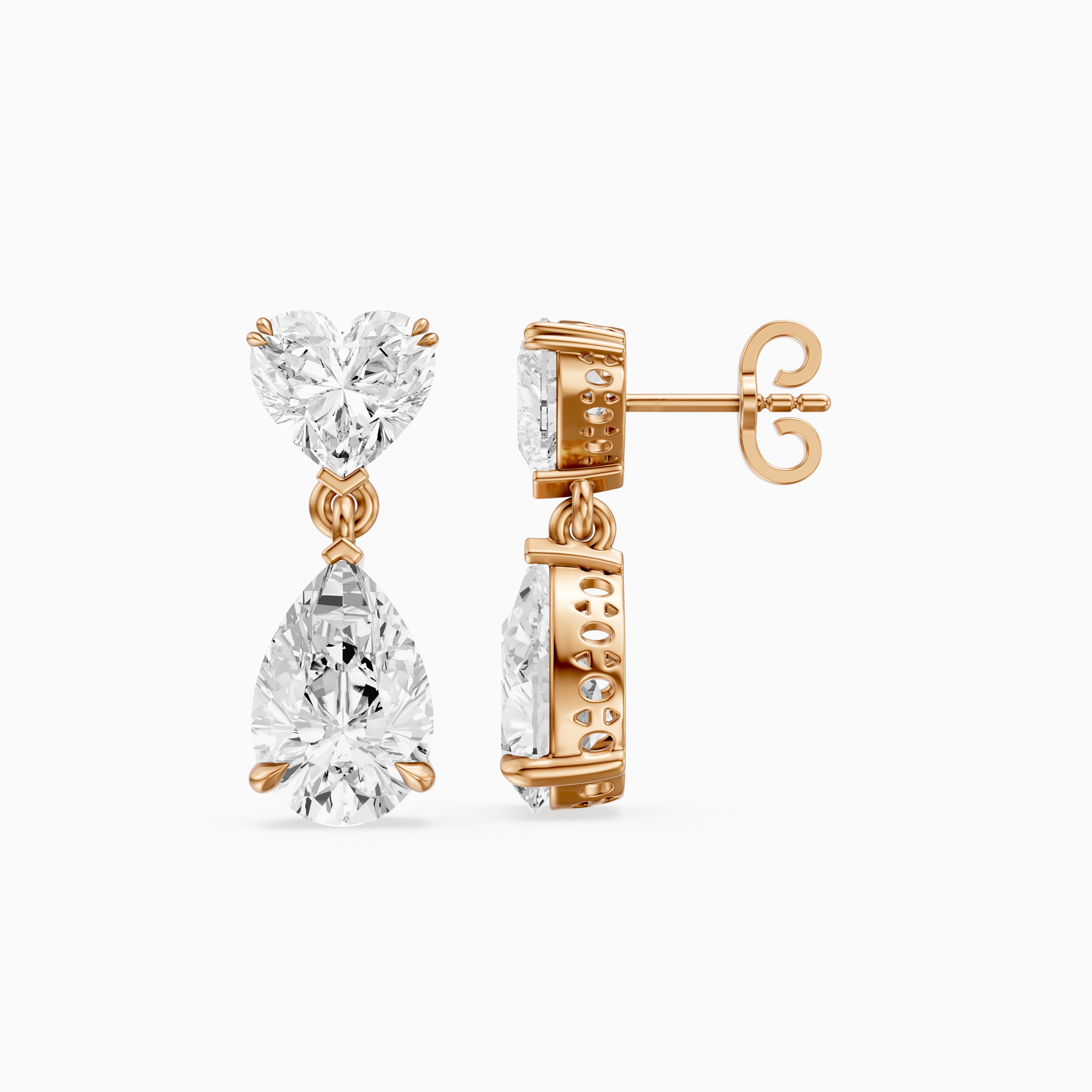 Nia Heart and Pear Shape Lab Grown Diamond Drop Earrings