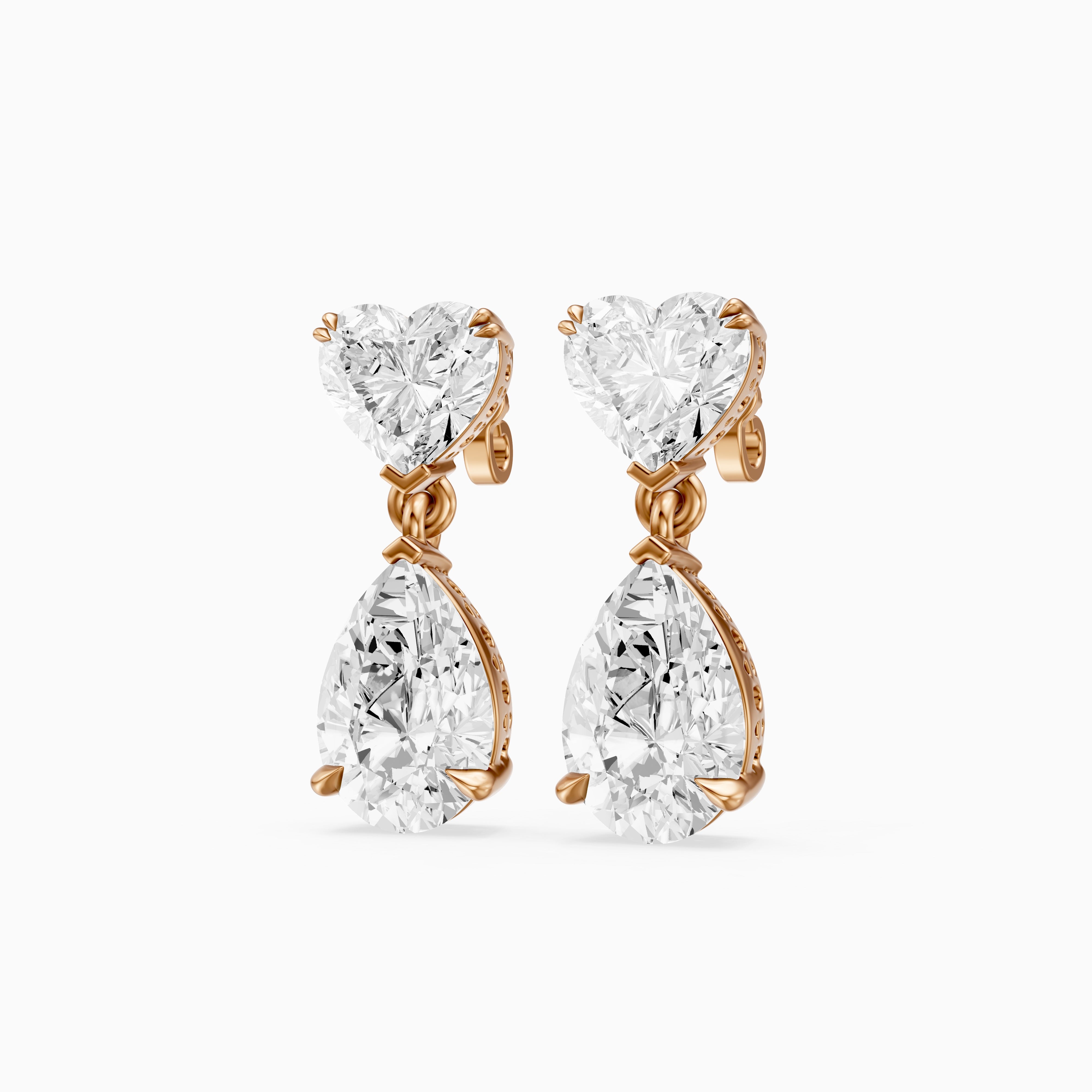 Nia Heart and Pear Shape Lab Grown Diamond Drop Earrings