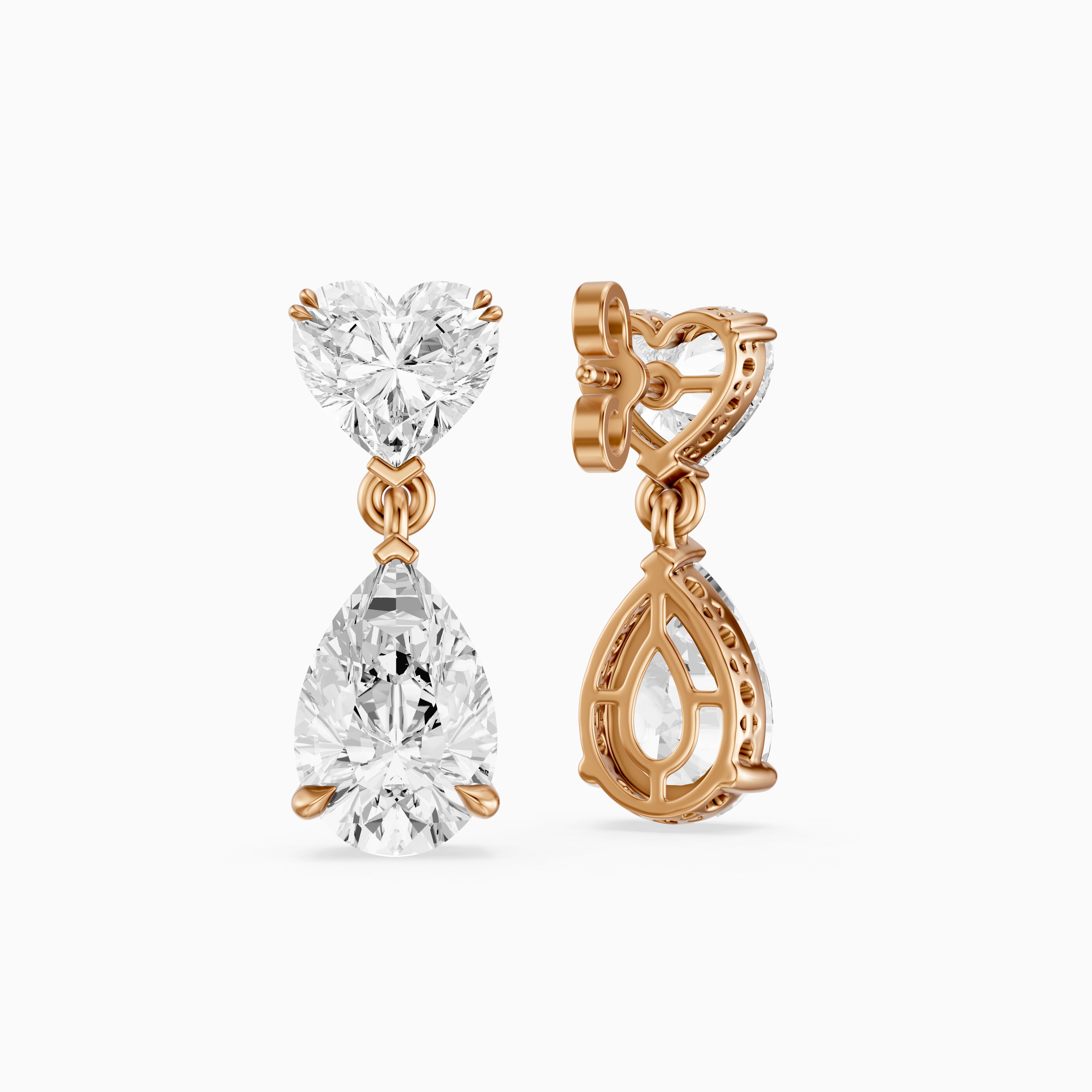 Nia Heart and Pear Shape Lab Grown Diamond Drop Earrings