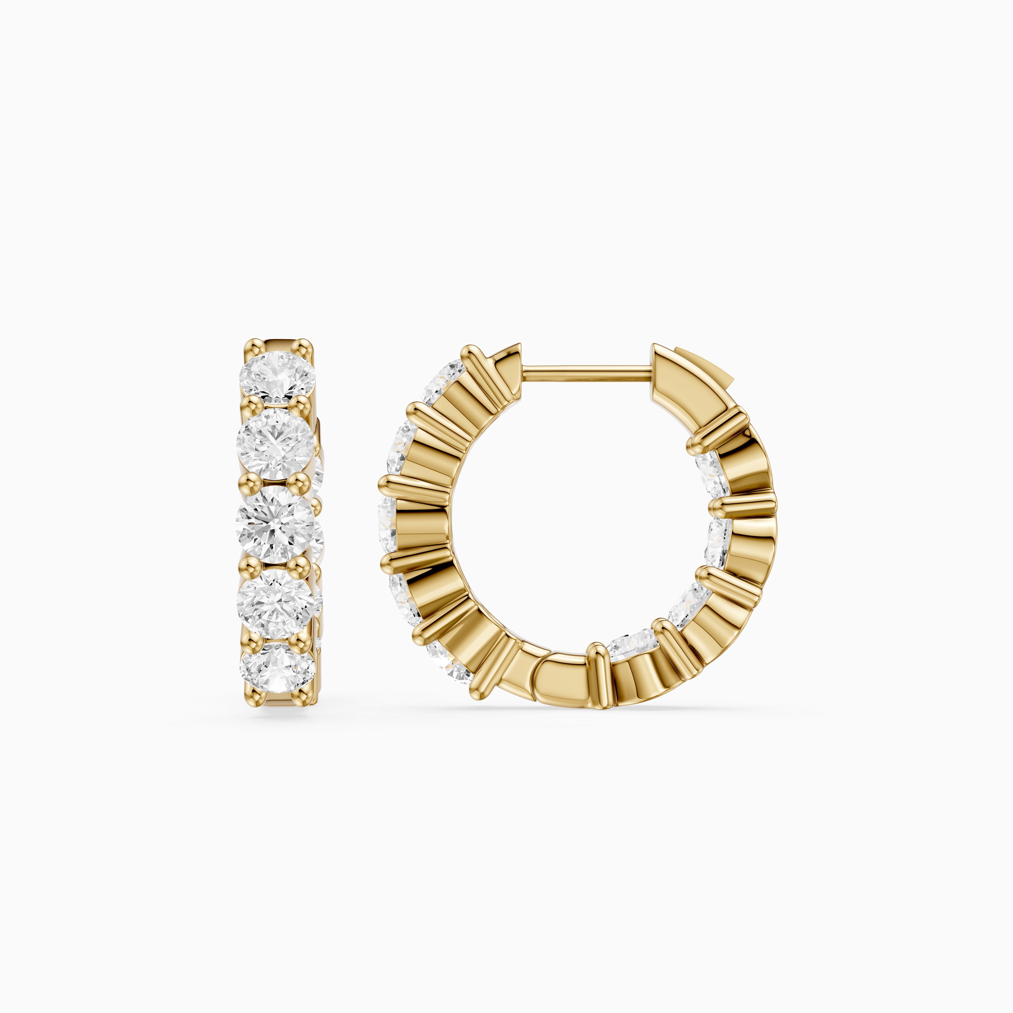 Linn Round Lab Grown Diamond Inside Out Huggie Hoop Earrings