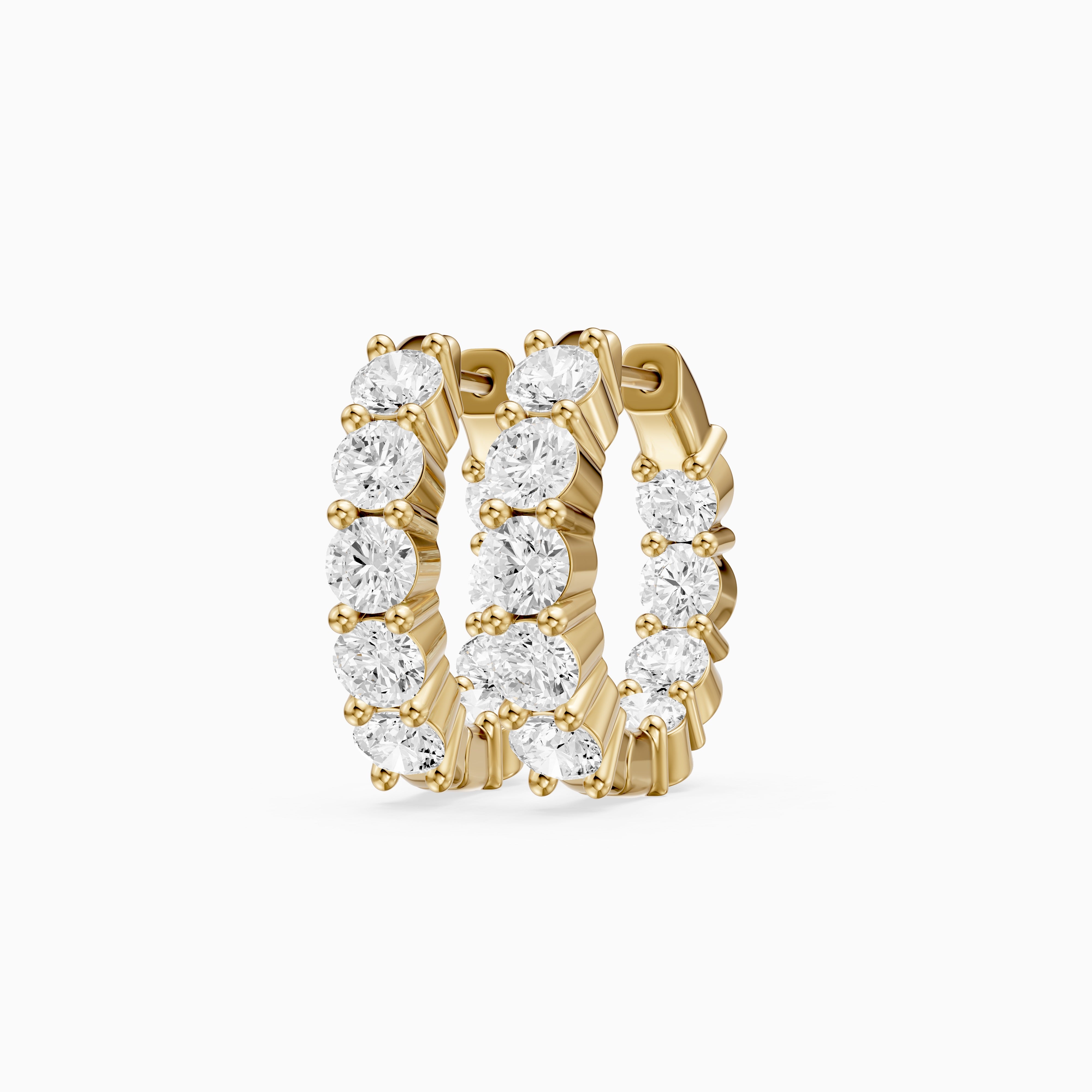 Linn Round Lab Grown Diamond Inside Out Huggie Hoop Earrings