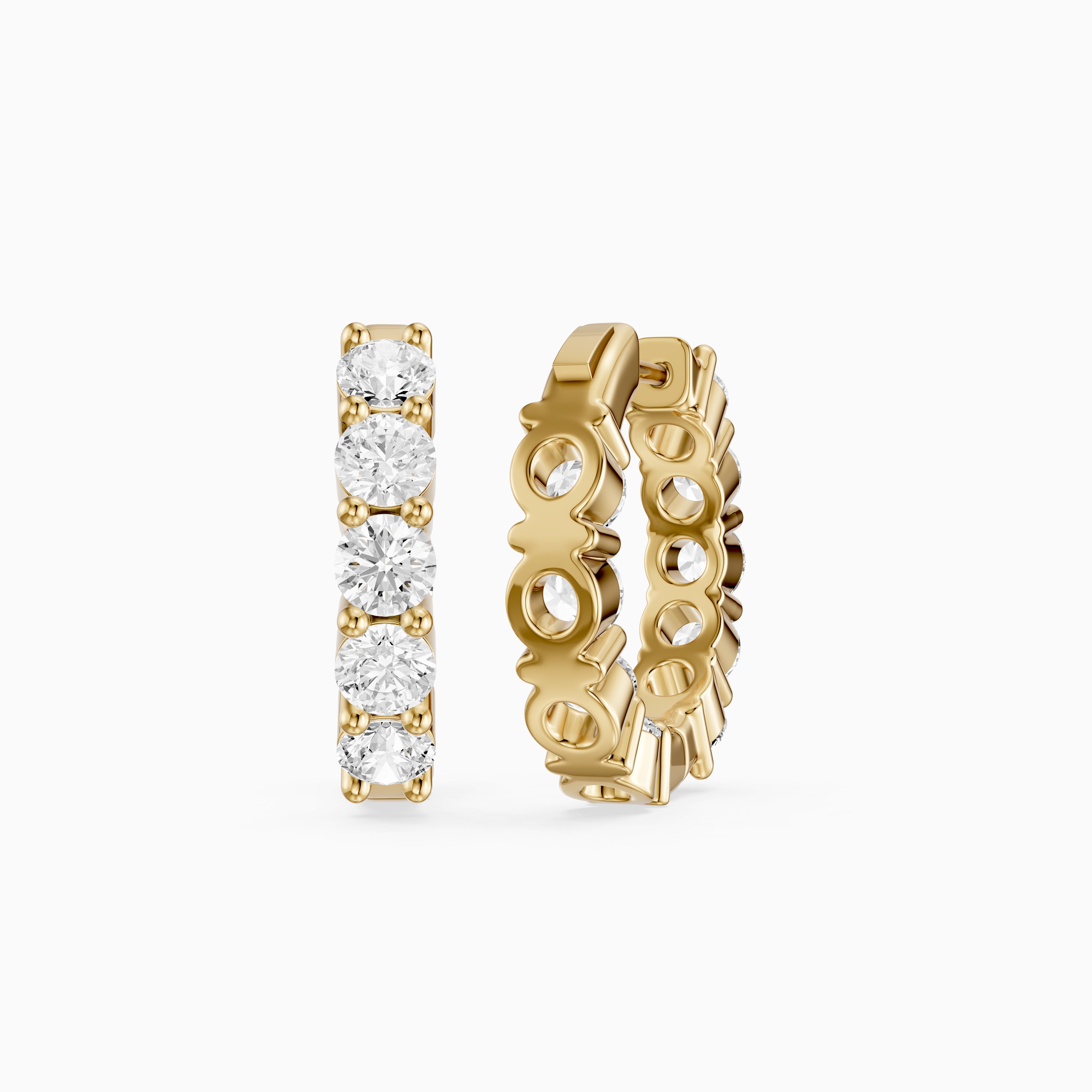 Linn Round Lab Grown Diamond Inside Out Huggie Hoop Earrings