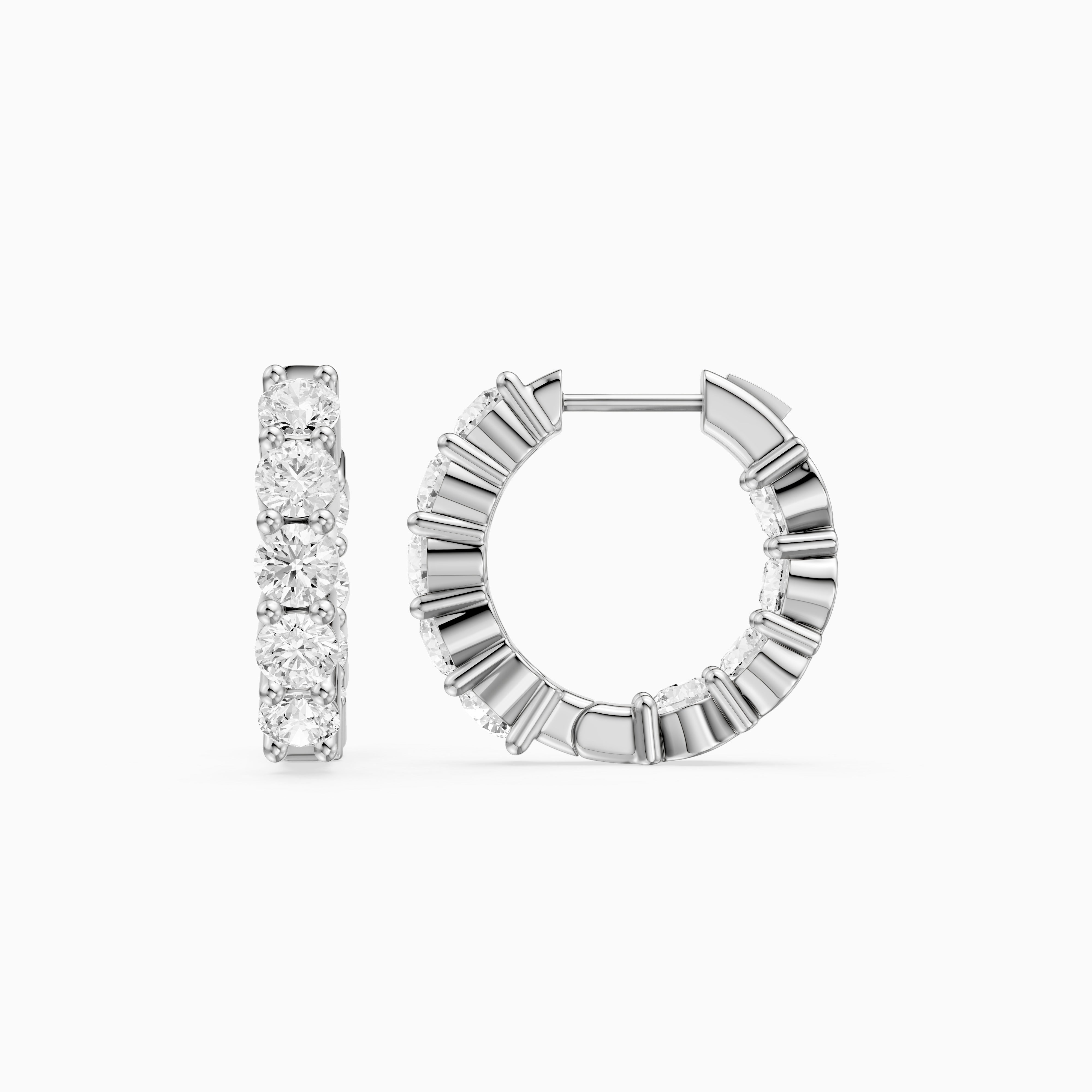 Linn Round Lab Grown Diamond Inside Out Huggie Hoop Earrings