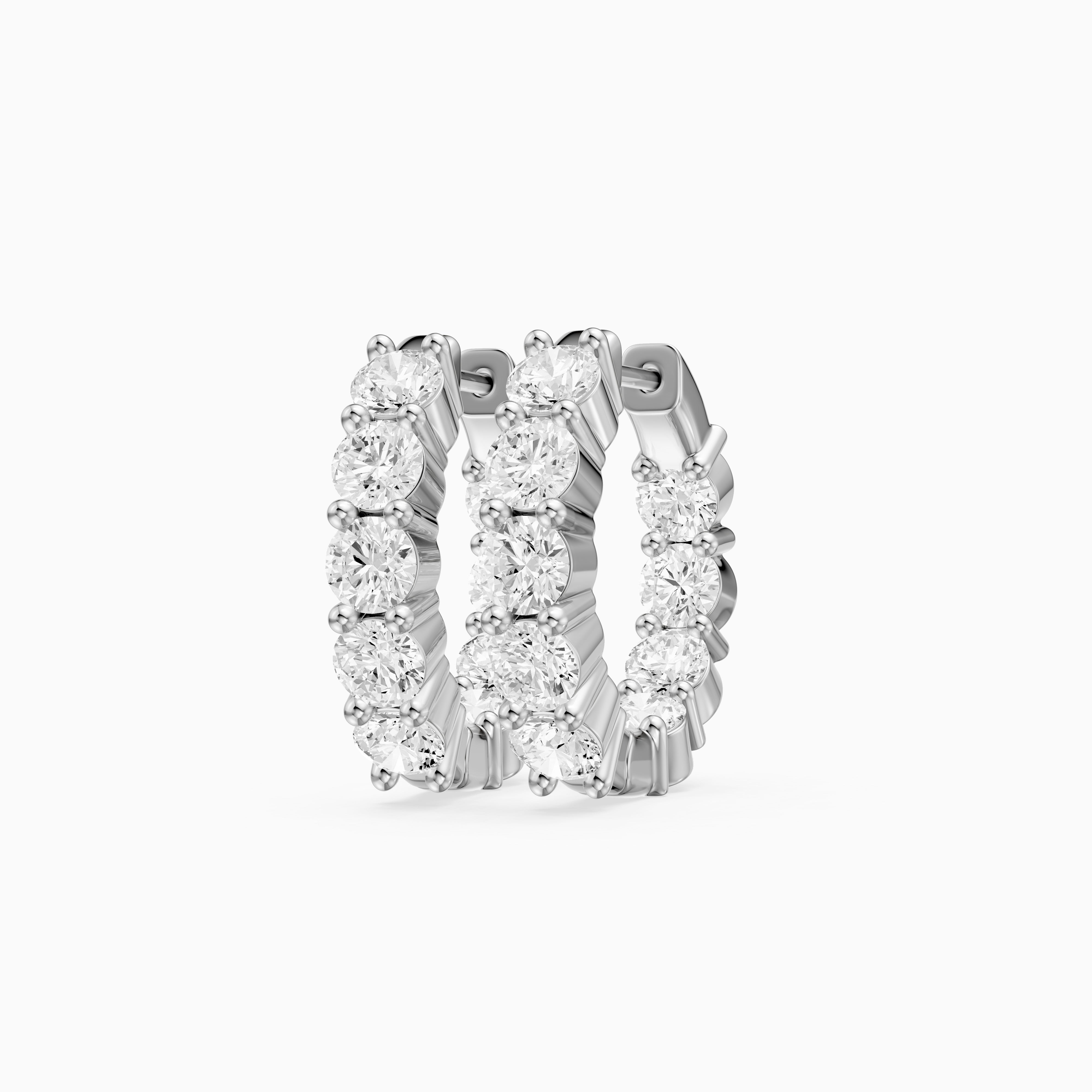 Linn Round Lab Grown Diamond Inside Out Huggie Hoop Earrings