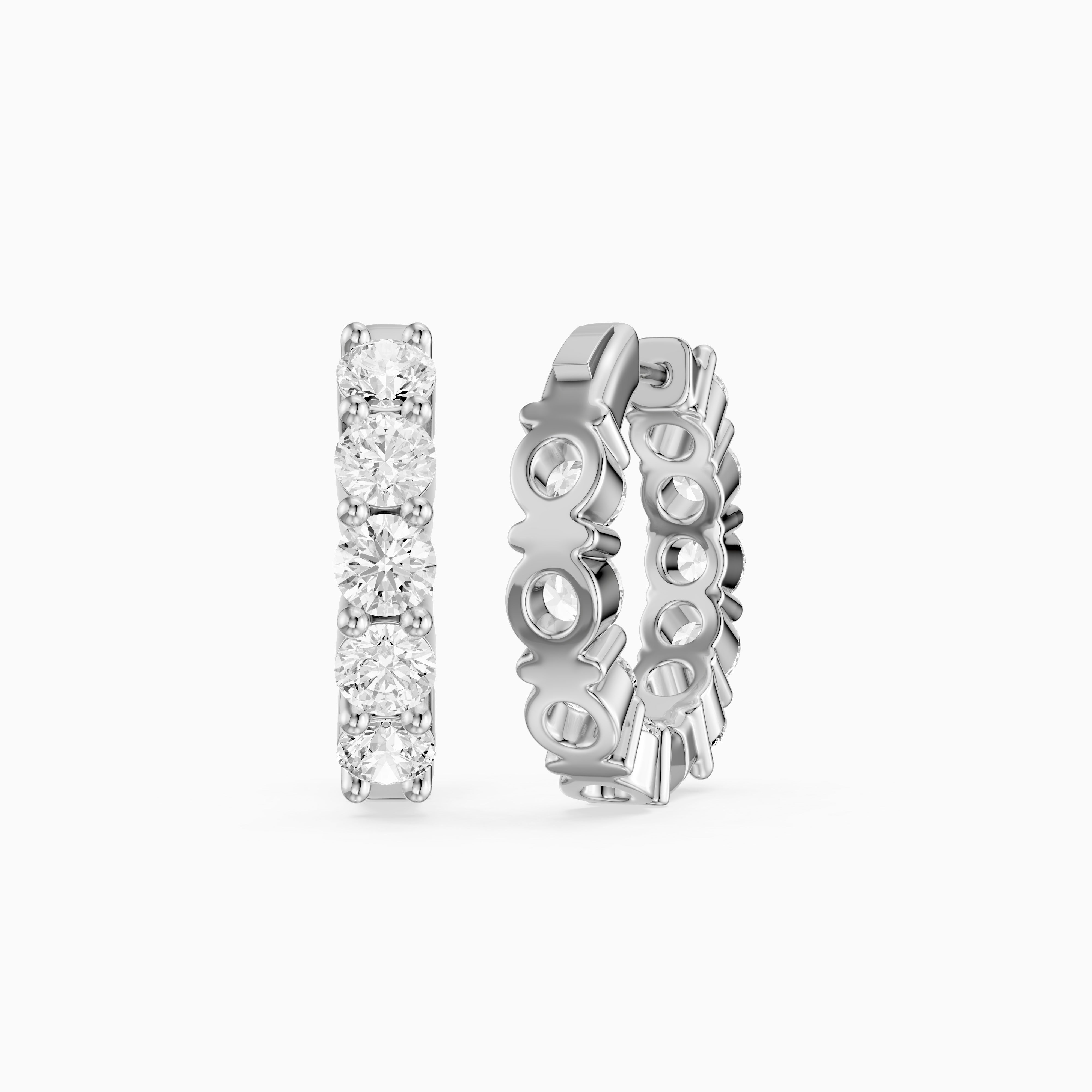 Linn Round Lab Grown Diamond Inside Out Huggie Hoop Earrings