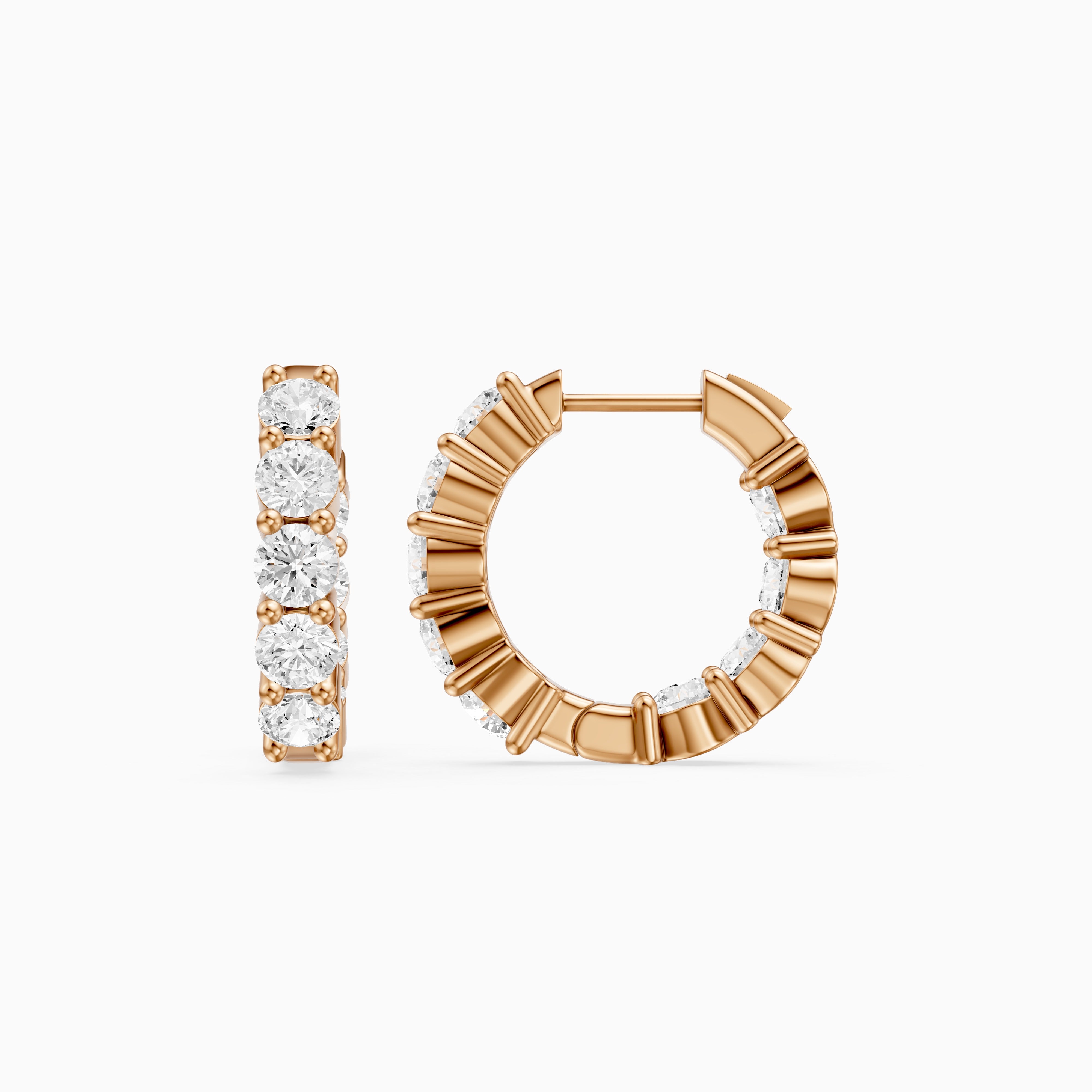 Linn Round Lab Grown Diamond Inside Out Huggie Hoop Earrings