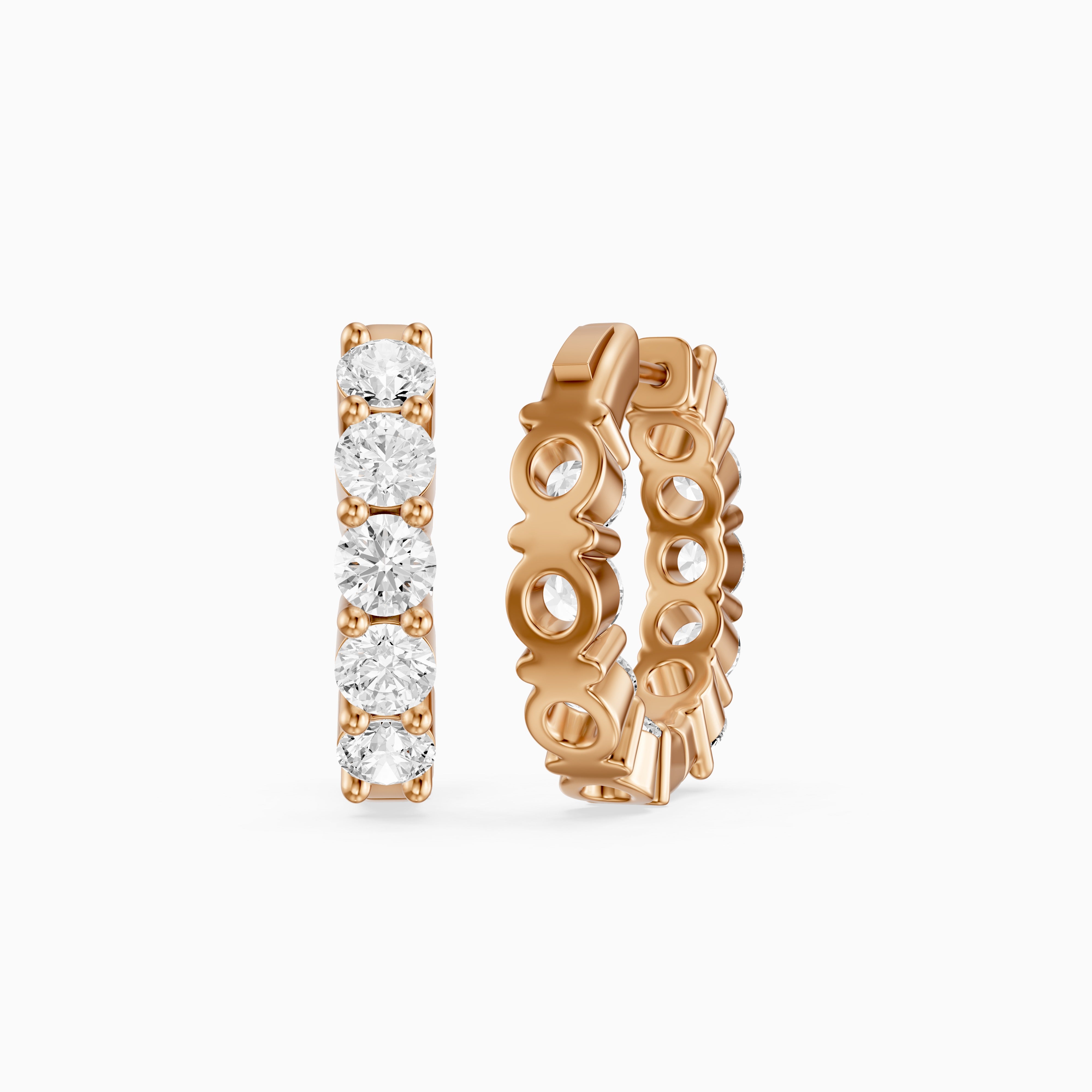 Linn Round Lab Grown Diamond Inside Out Huggie Hoop Earrings