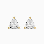 Delara Trillion Cut Blue Opal Solitaire Three Prong Basket Stud Earrings
