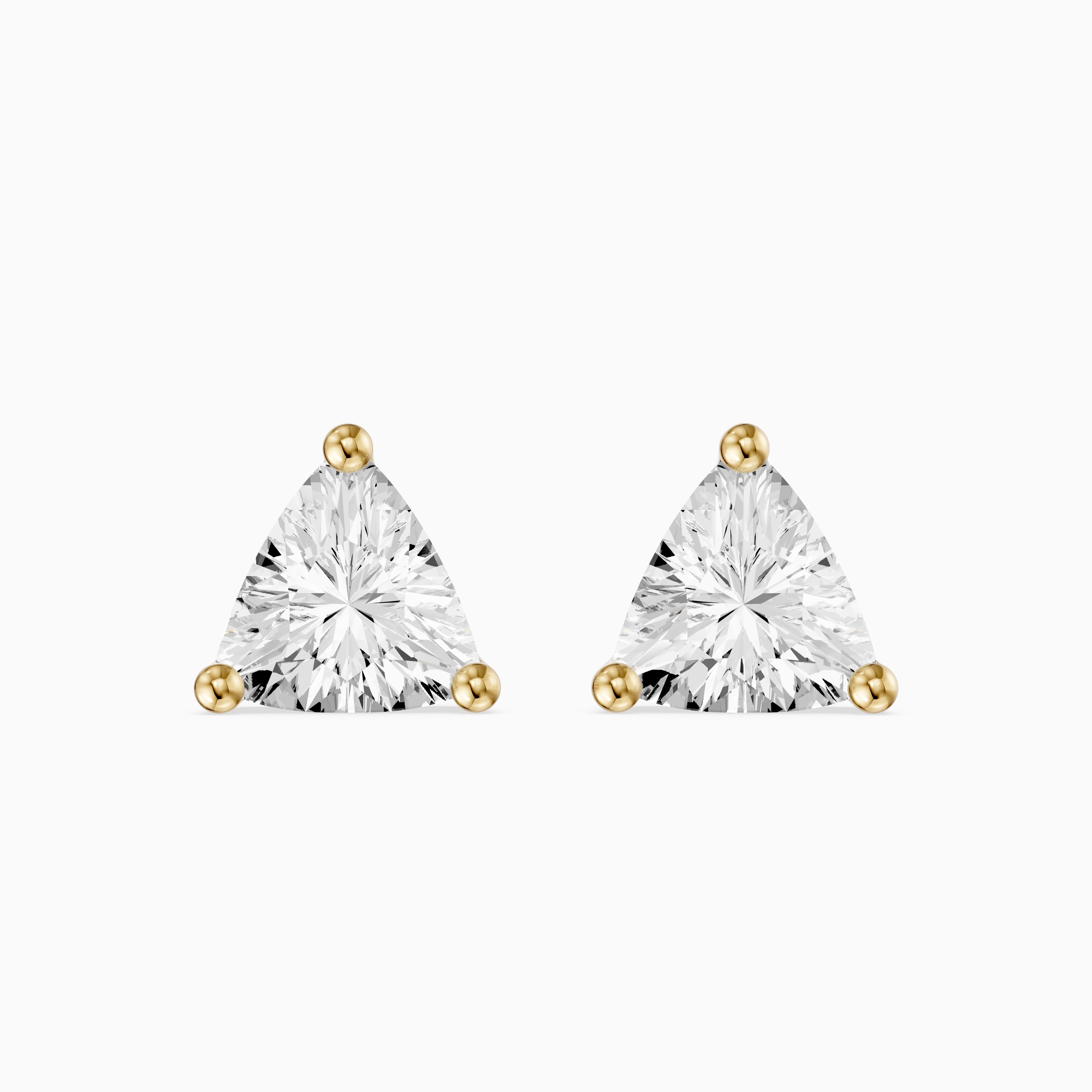 Delara Trillion Cut Blue Opal Solitaire Three Prong Basket Stud Earrings